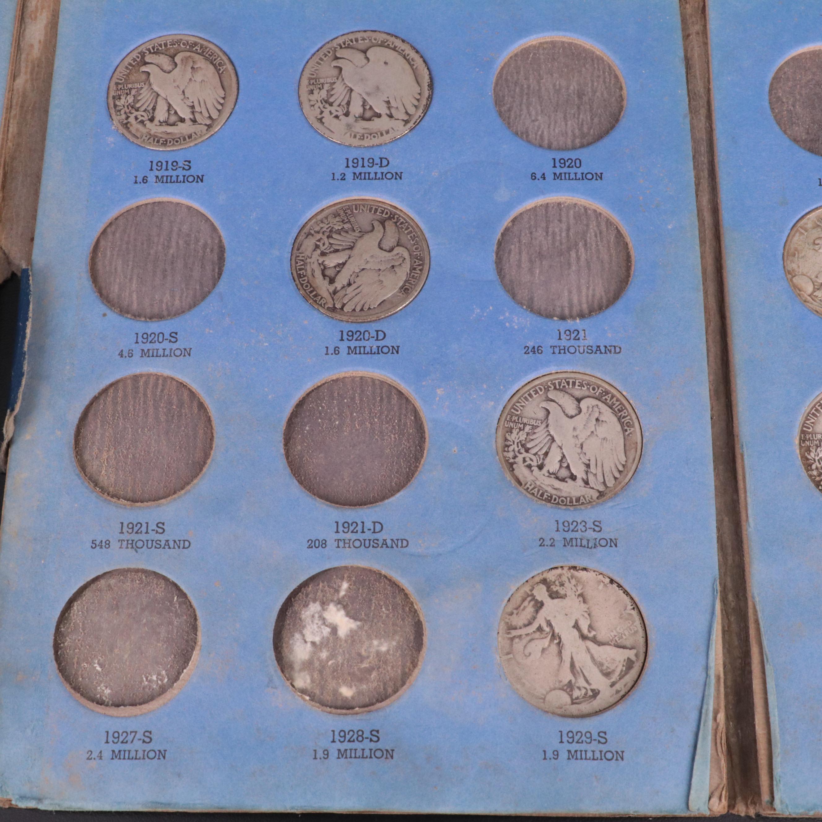 Two Whitman Binders of Walking Liberty Silver Half Dollars