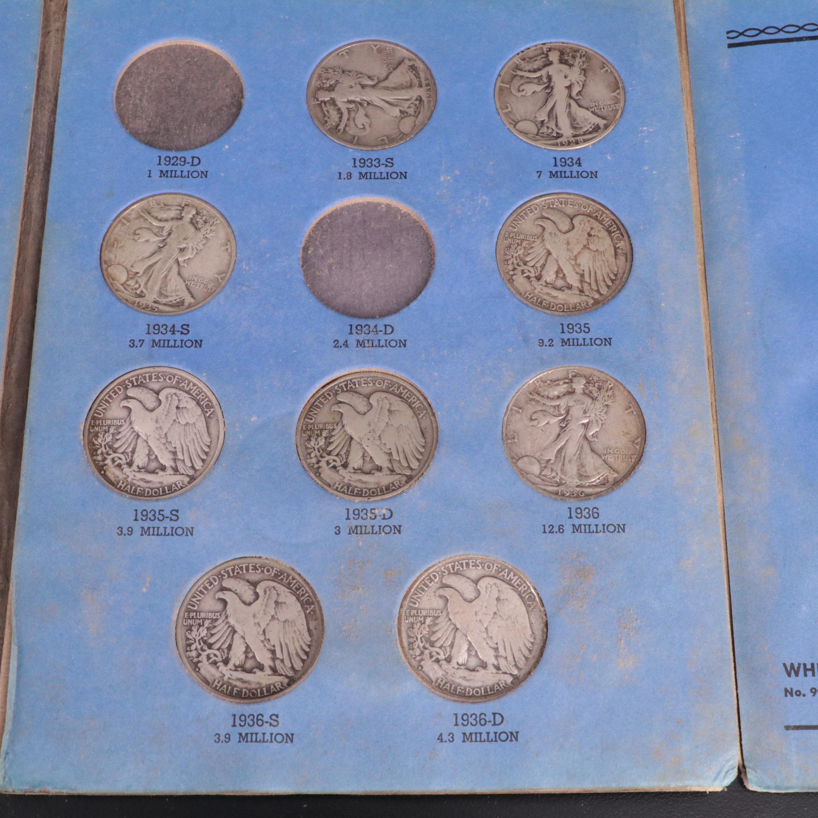 Two Whitman Binders of Walking Liberty Silver Half Dollars
