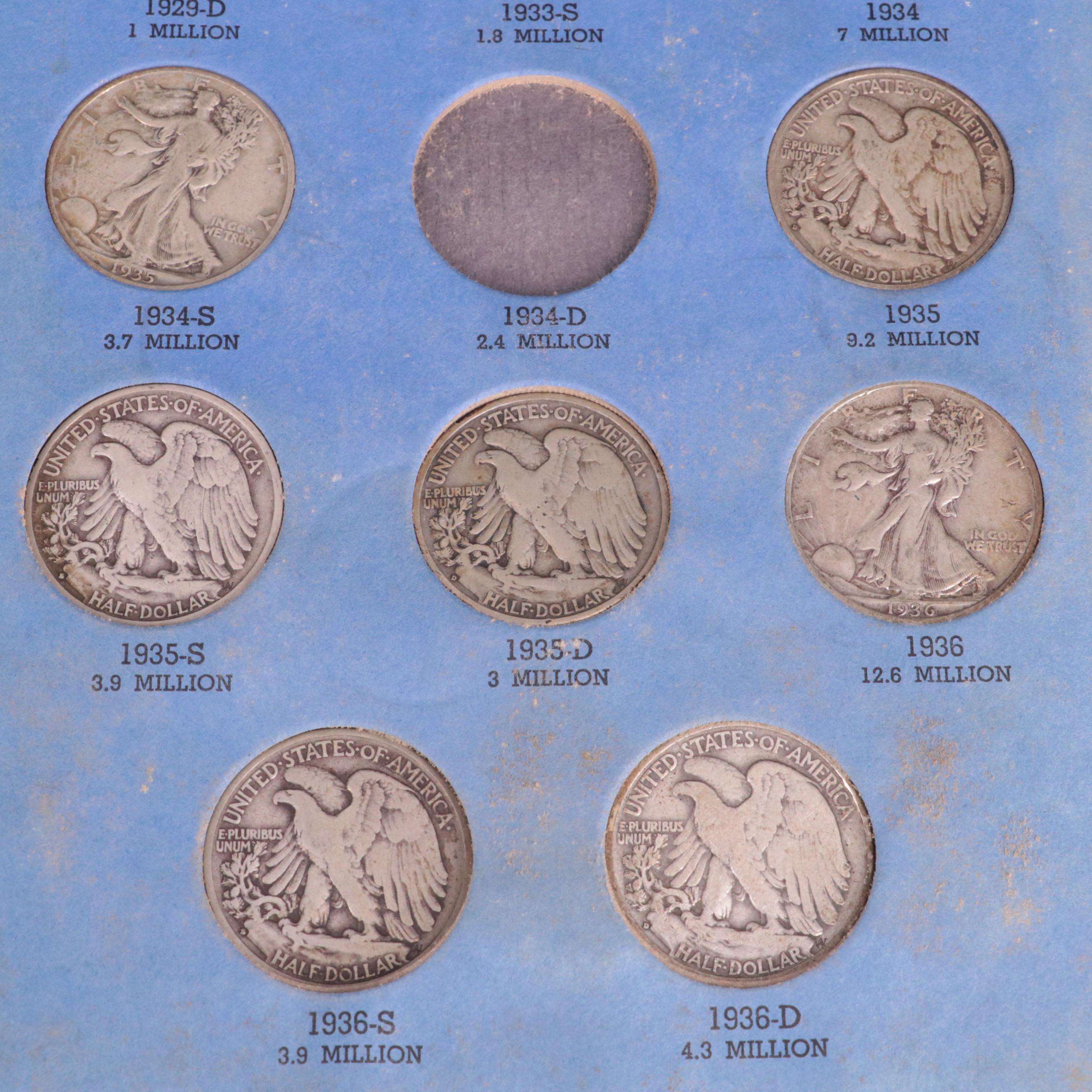 Two Whitman Binders of Walking Liberty Silver Half Dollars