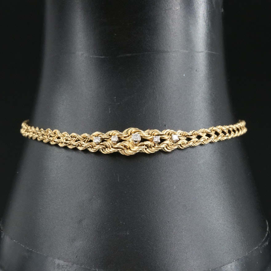 14K 0.08 CTW Diamond Braided Graduated Bracelet