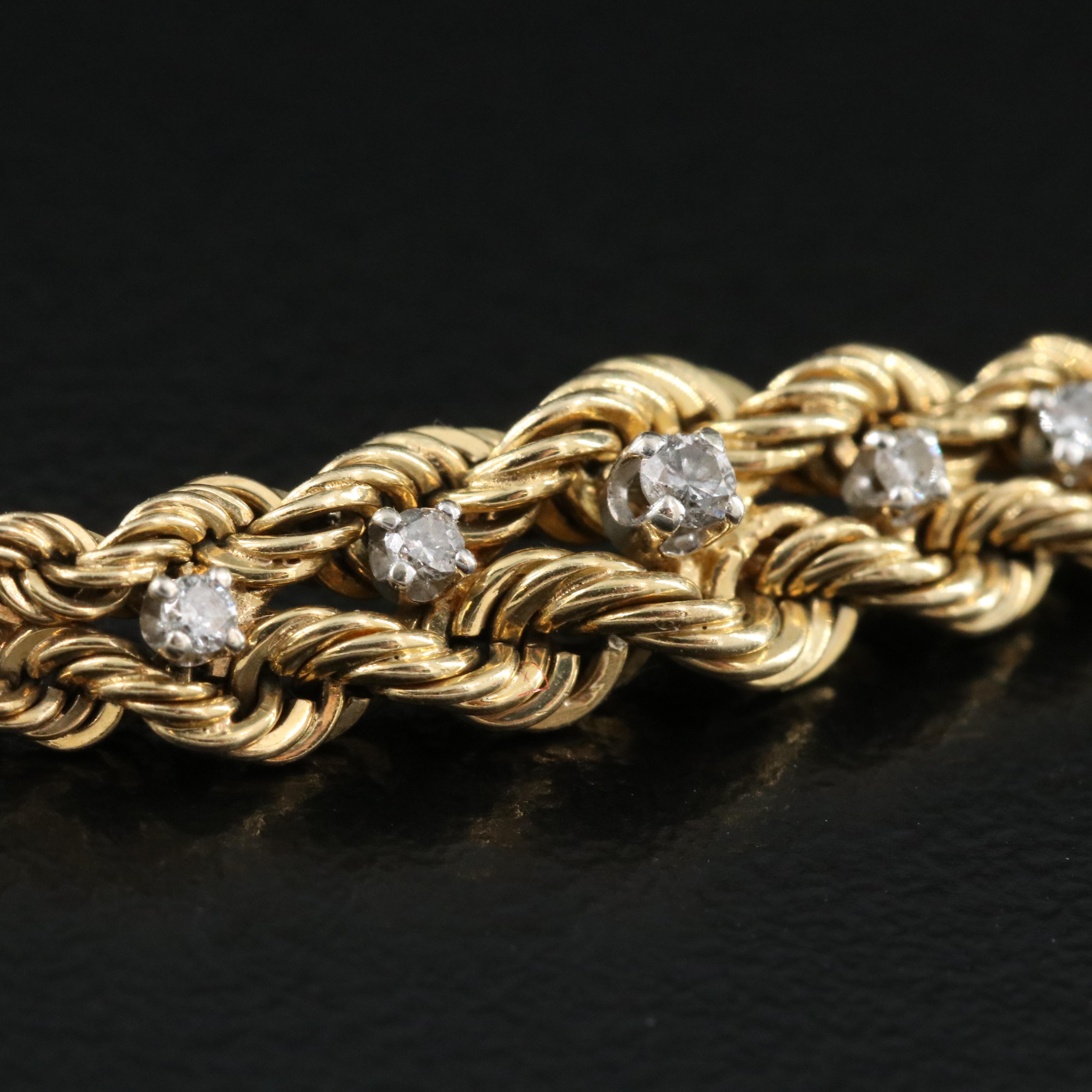 14K 0.08 CTW Diamond Braided Graduated Bracelet