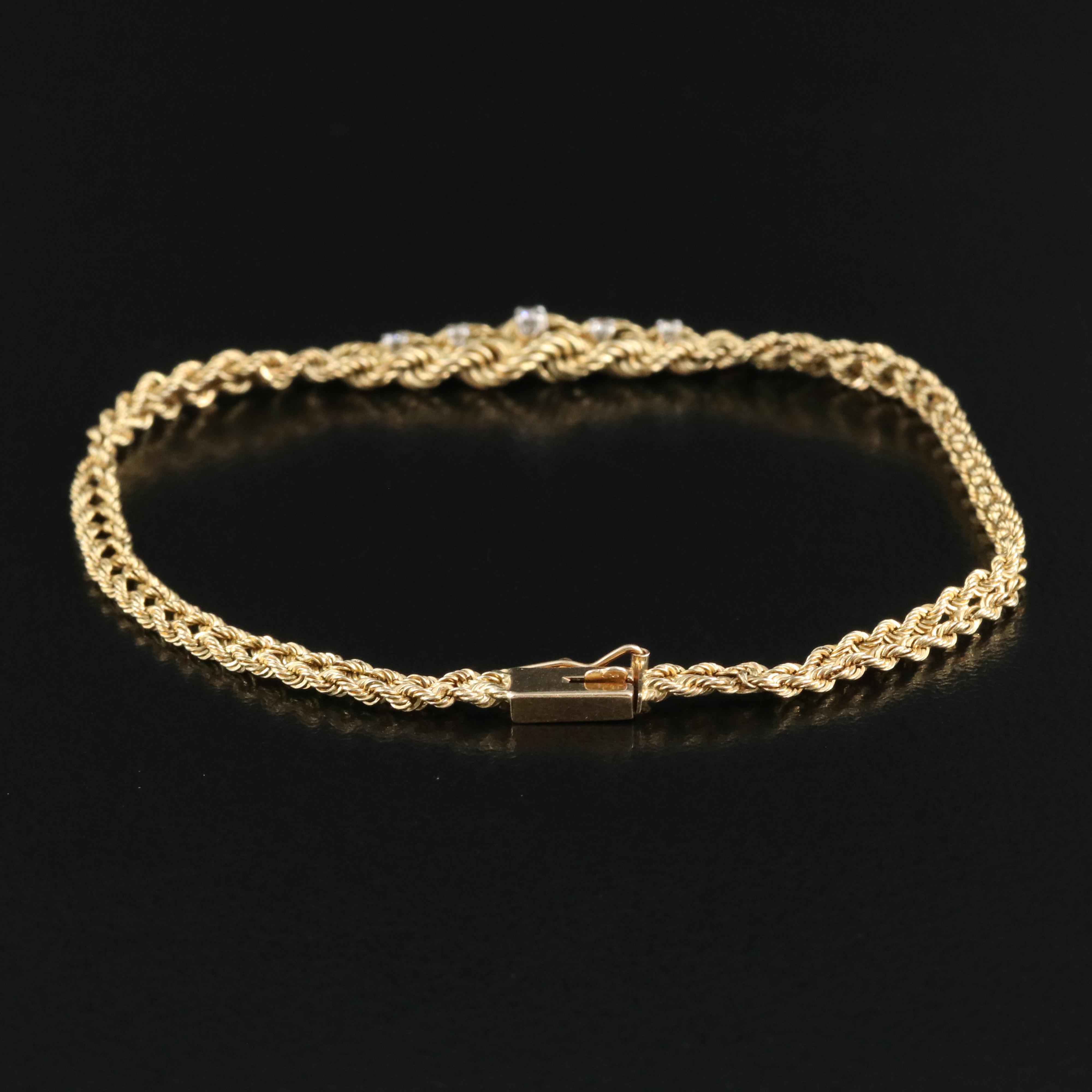 14K 0.08 CTW Diamond Braided Graduated Bracelet