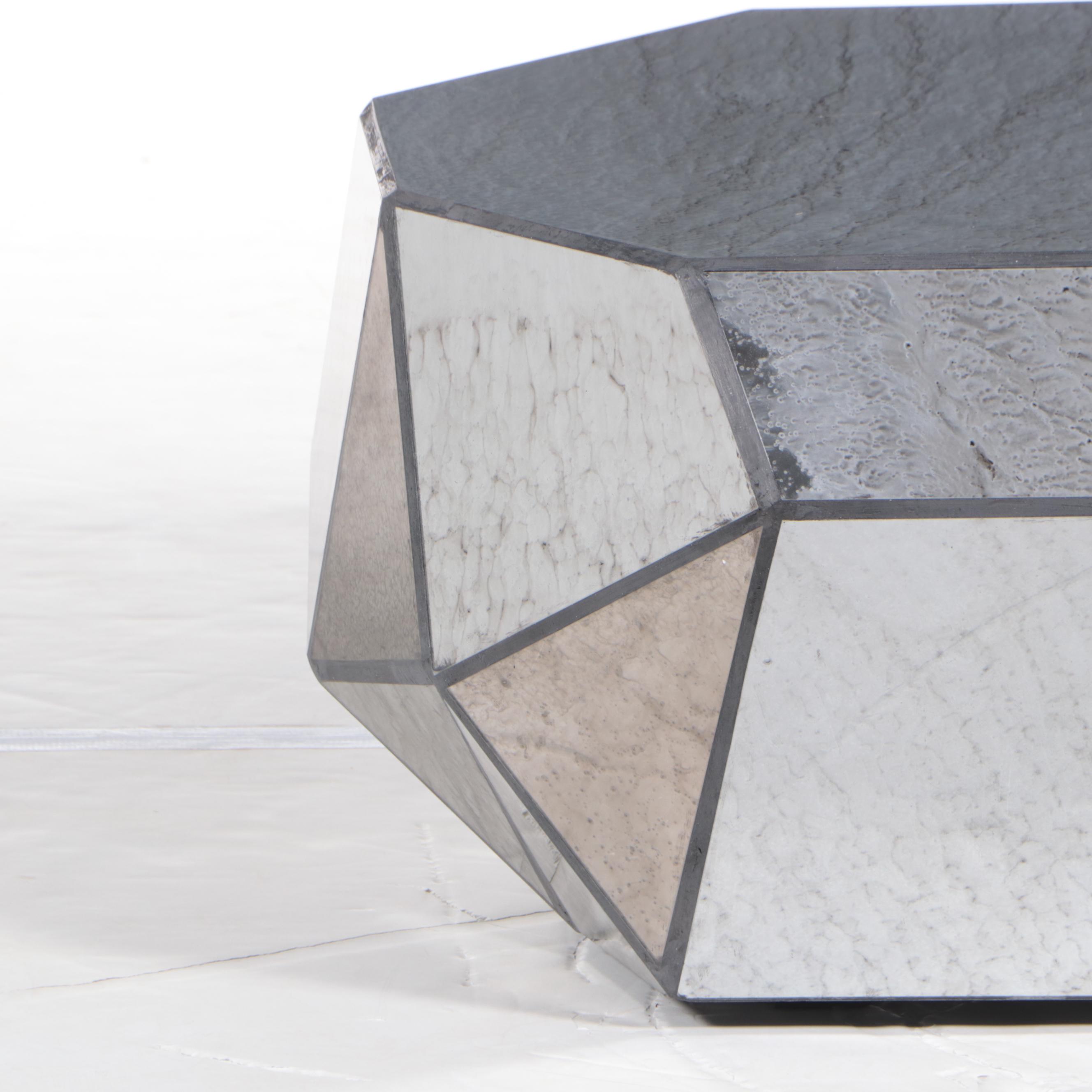 Composite Stone Geometric Faceted Coffee Table