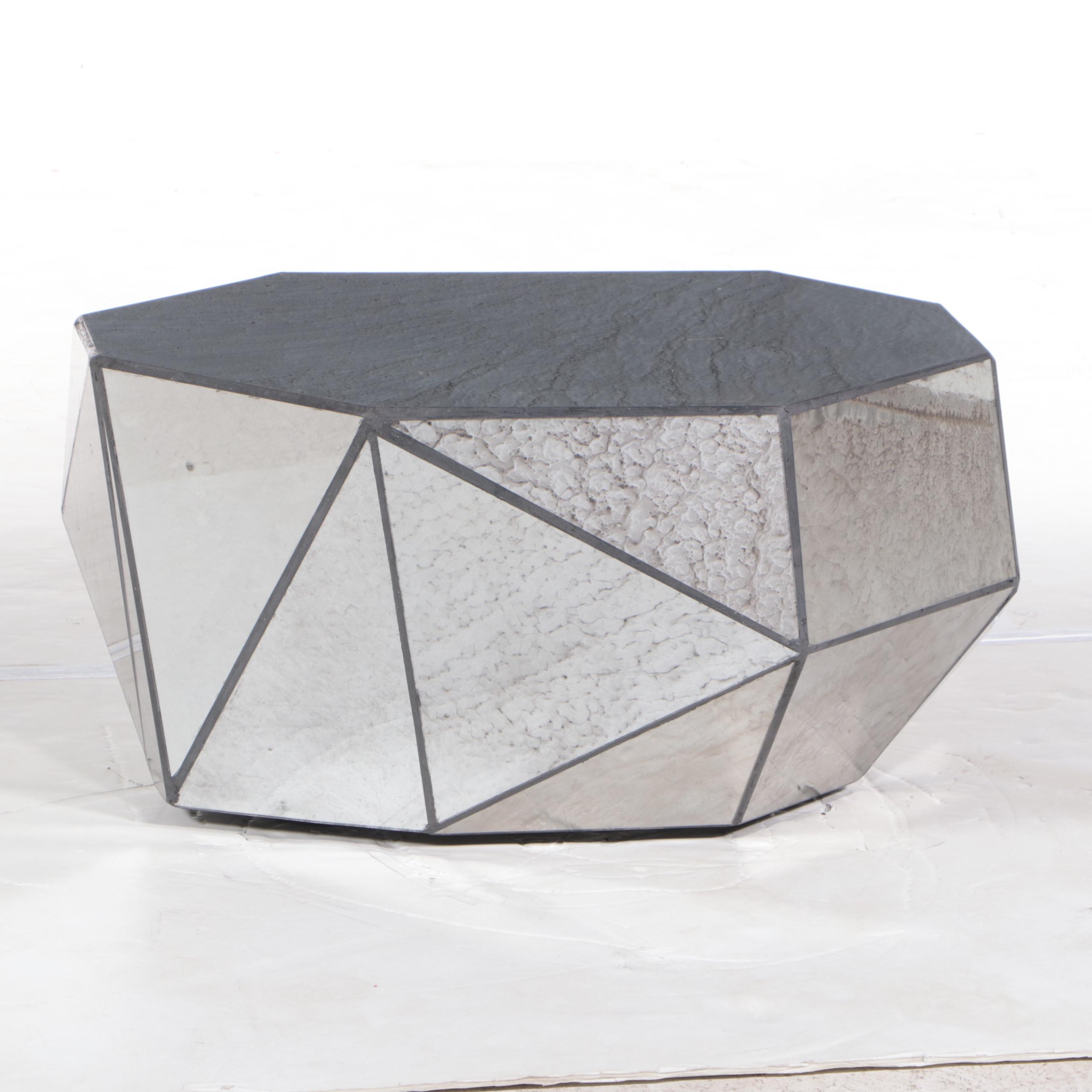 Composite Stone Geometric Faceted Coffee Table