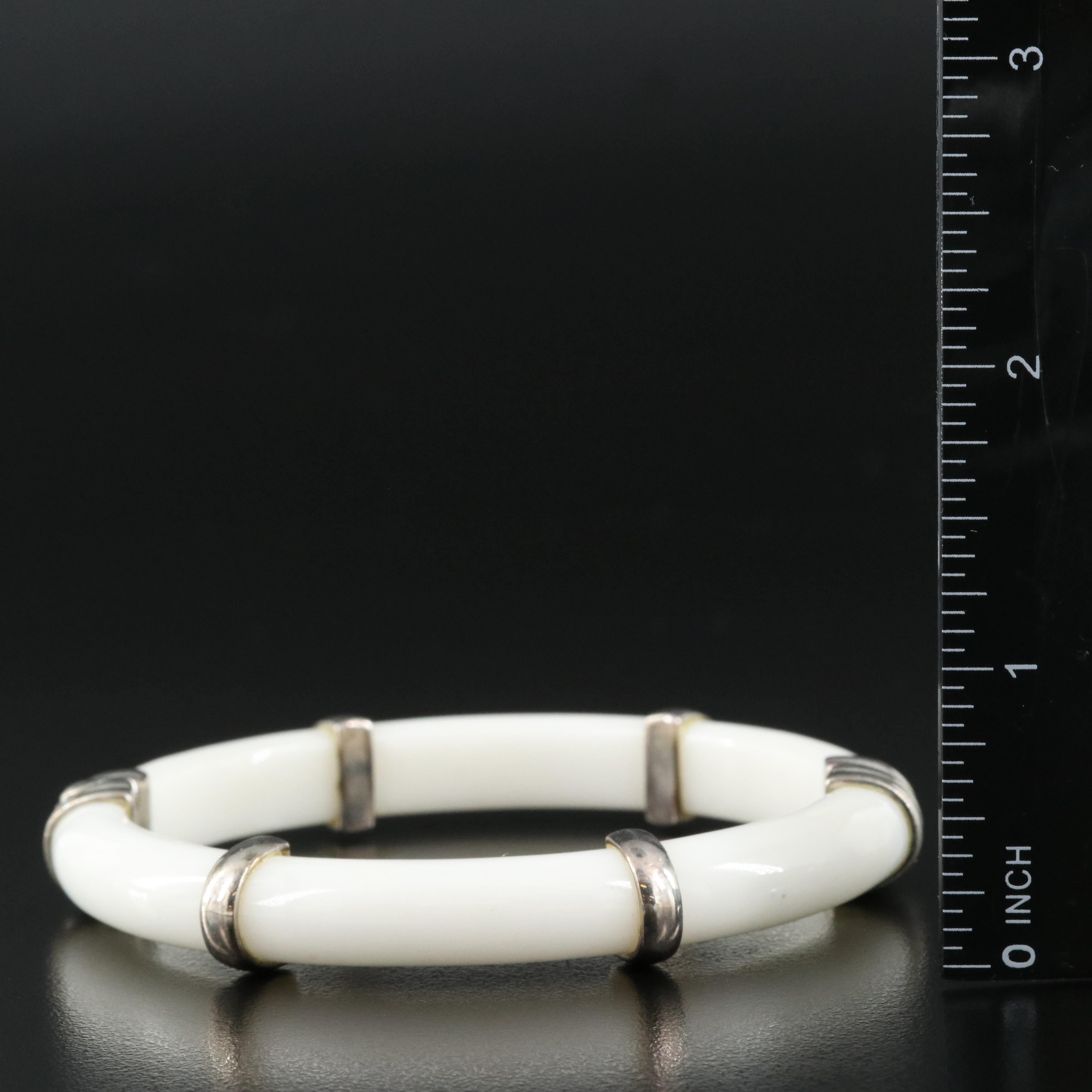 Sterling Agate Hinged Bangle