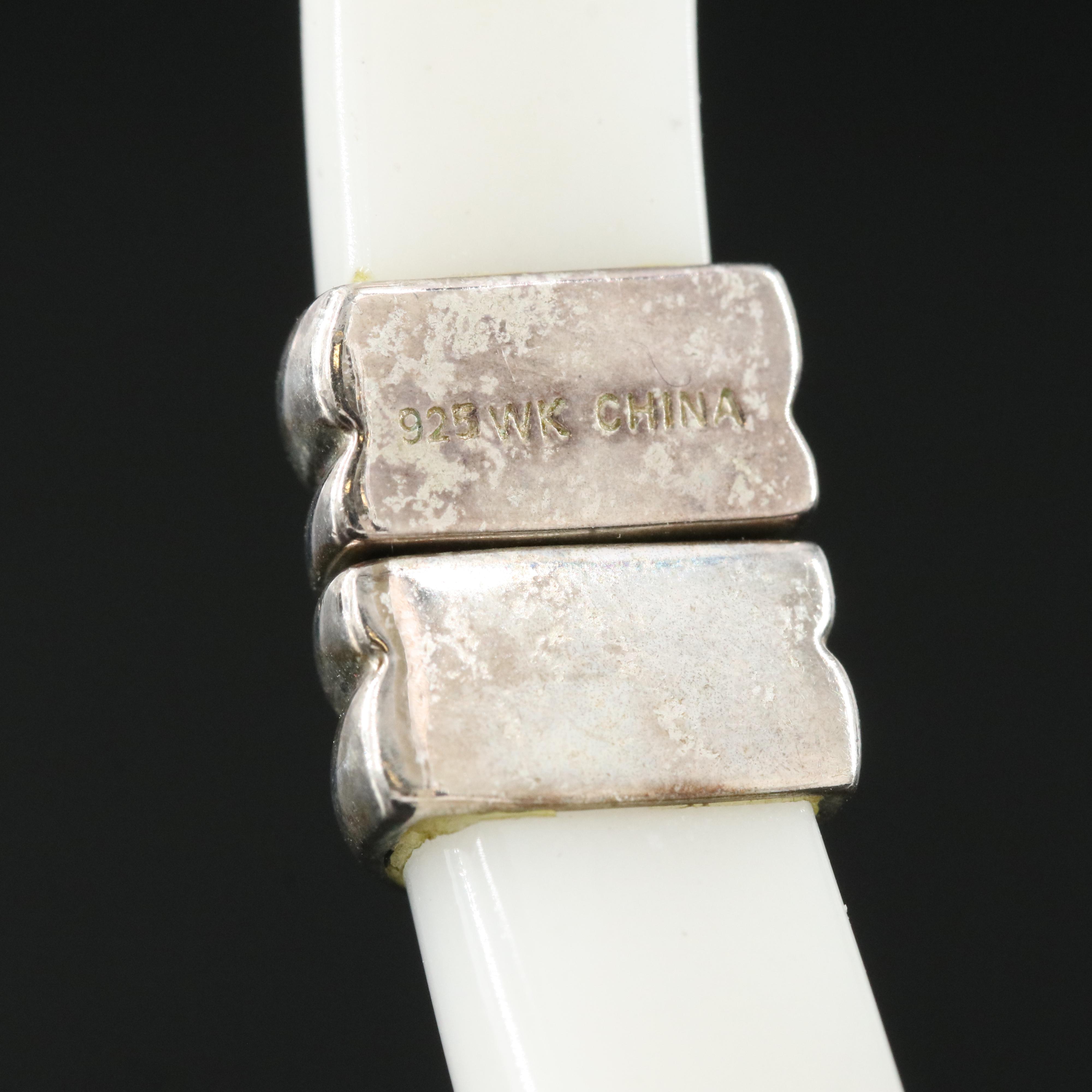 Sterling Agate Hinged Bangle