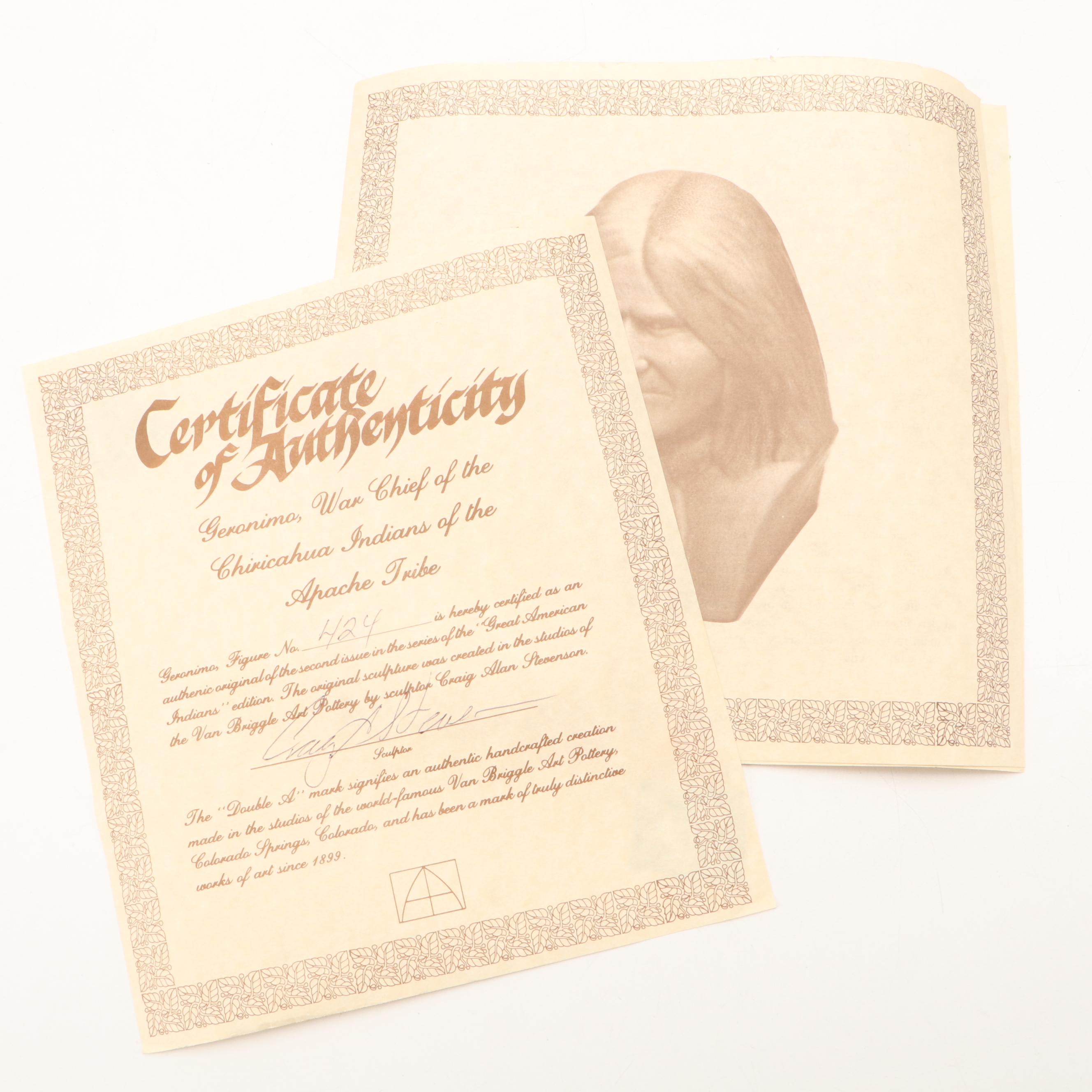 Van Briggle Pottery "Geronimo" Limited Edition Bust by Craig Alan Stevenson