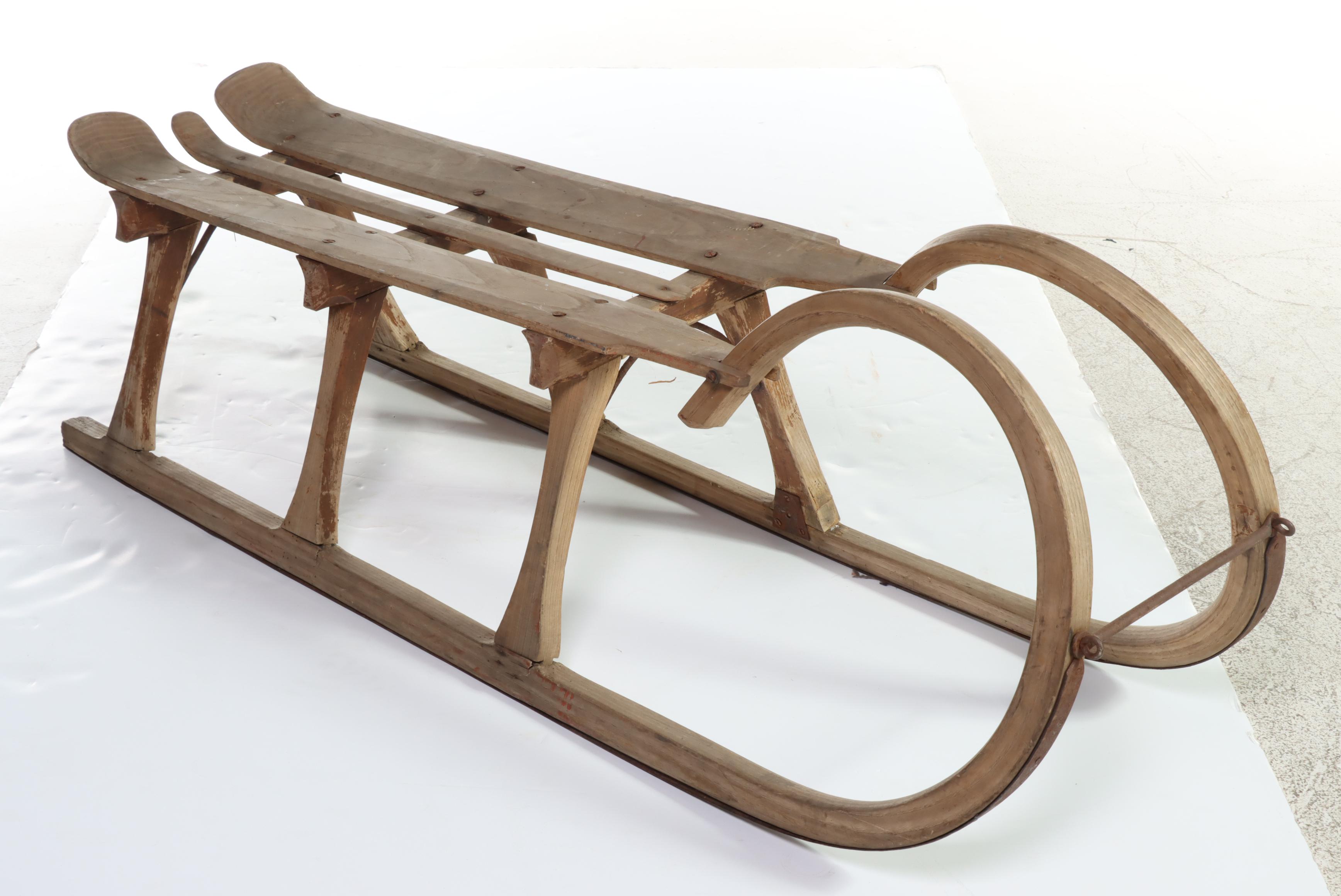 "Horned" Wooden Snow Sled, Early to Mid 20th Century