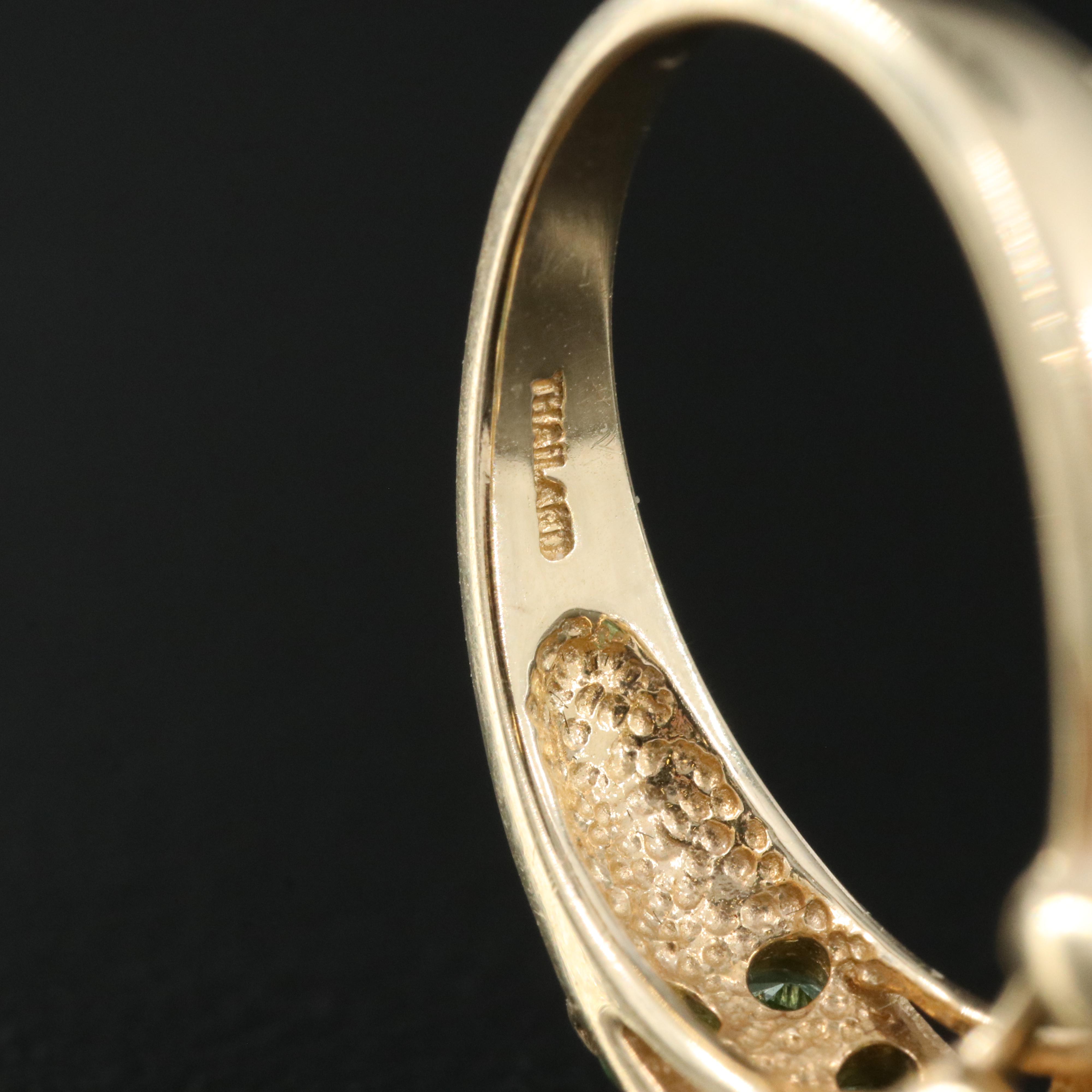 14K Fluorite, Tsavorite and Diamond Ring