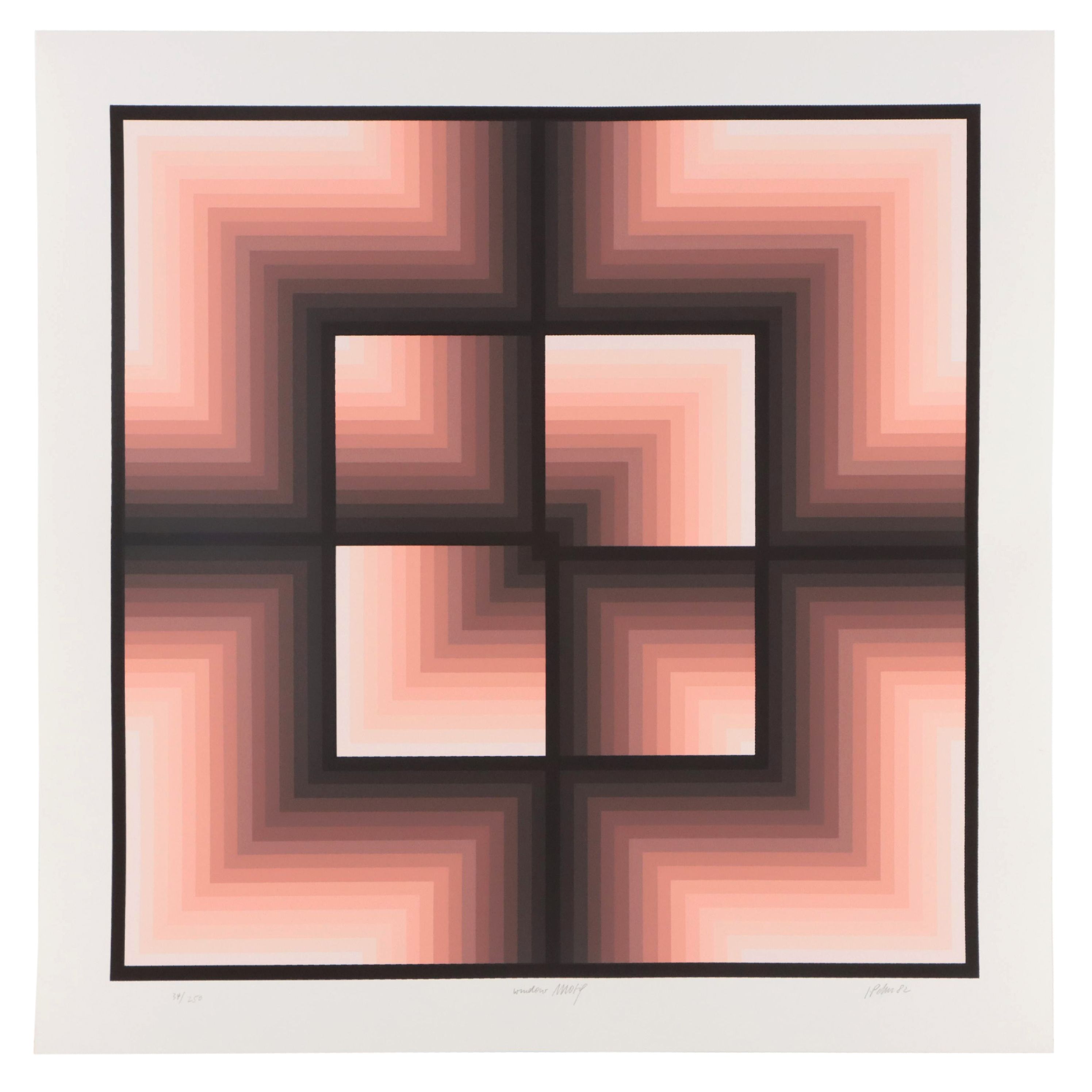 Jurgen Peters Op Art Serigraph "Window Motif," 1982