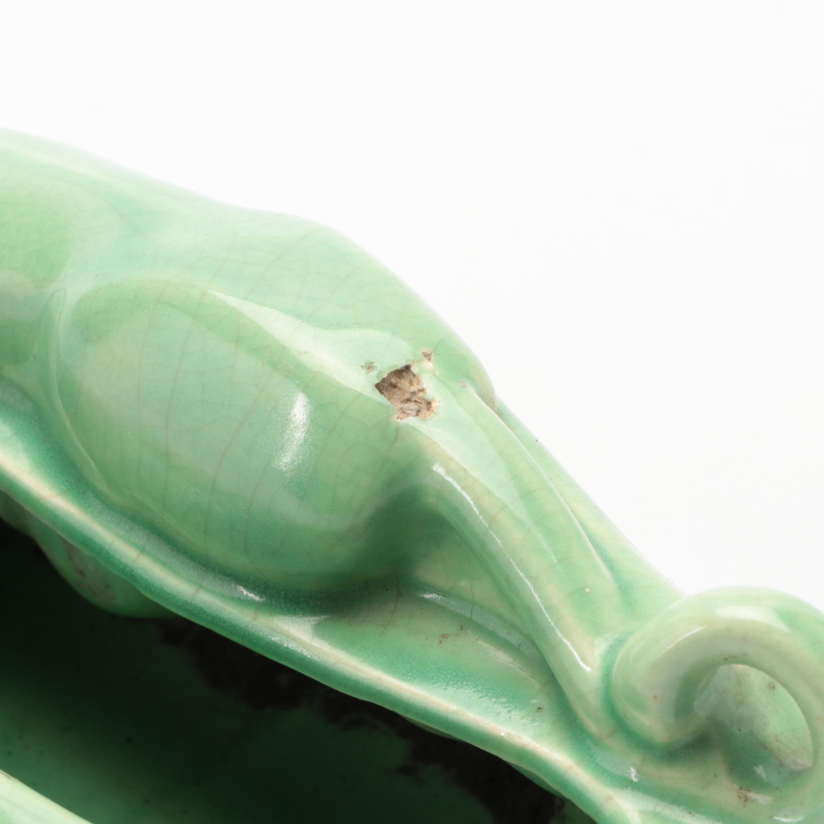 Mid Century Modern Glazed Ceramic Panther Planter Vases