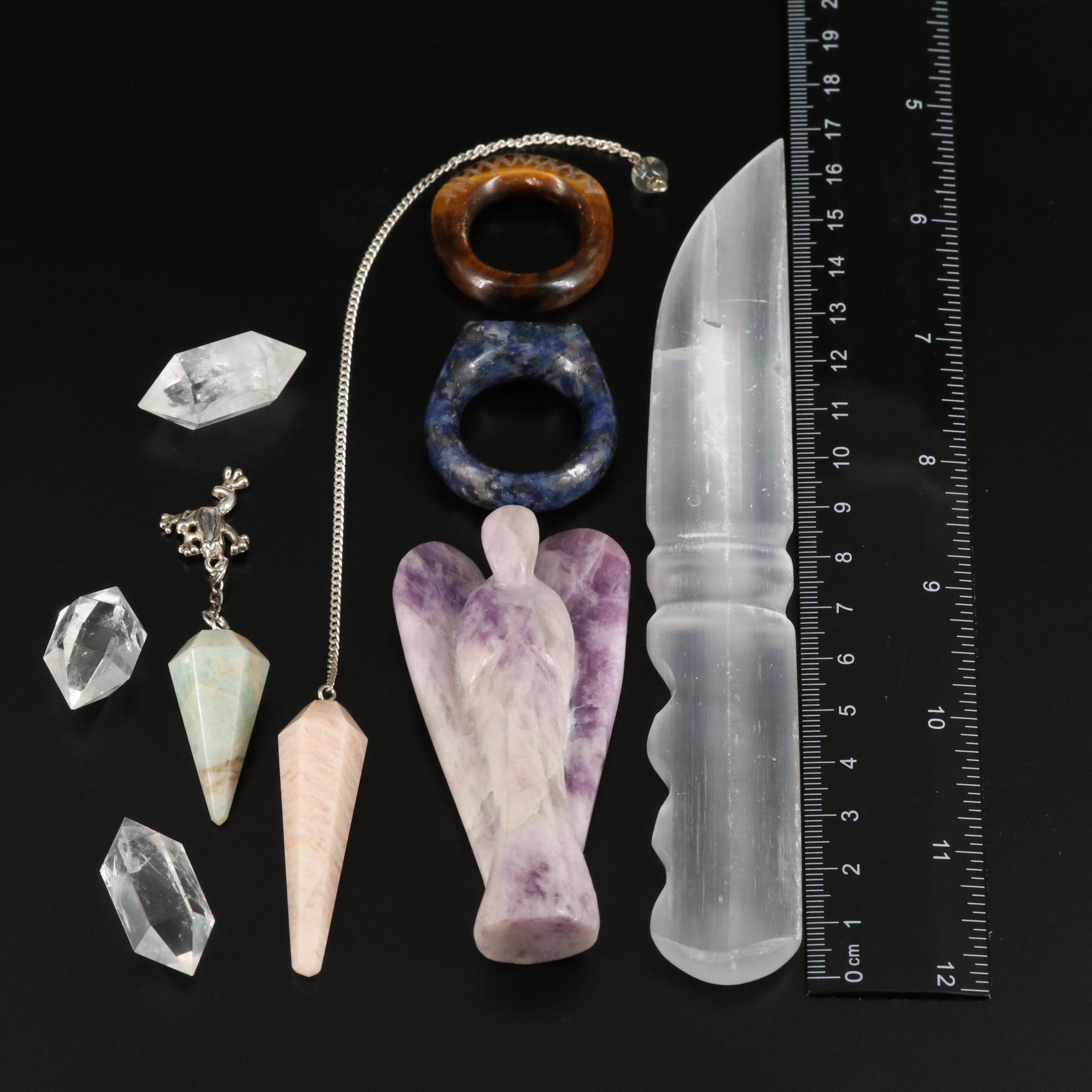 Tiger's Eye and Quartz Jewelry with Selenite Letter Opener