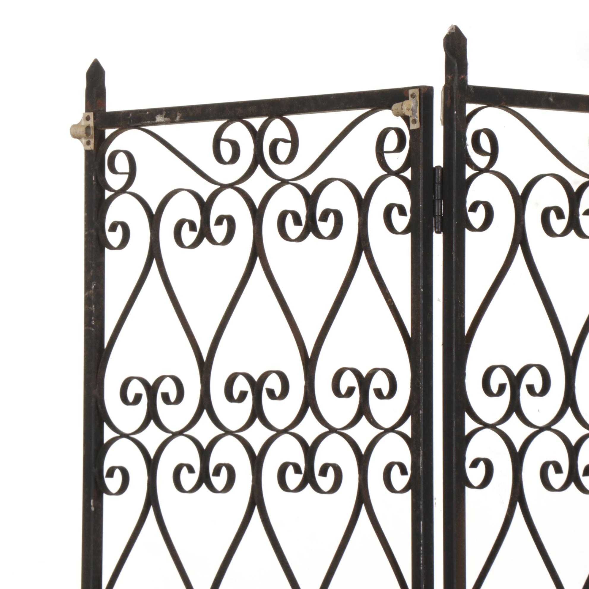 Scrolled Wrought Iron Three-Panel Screen