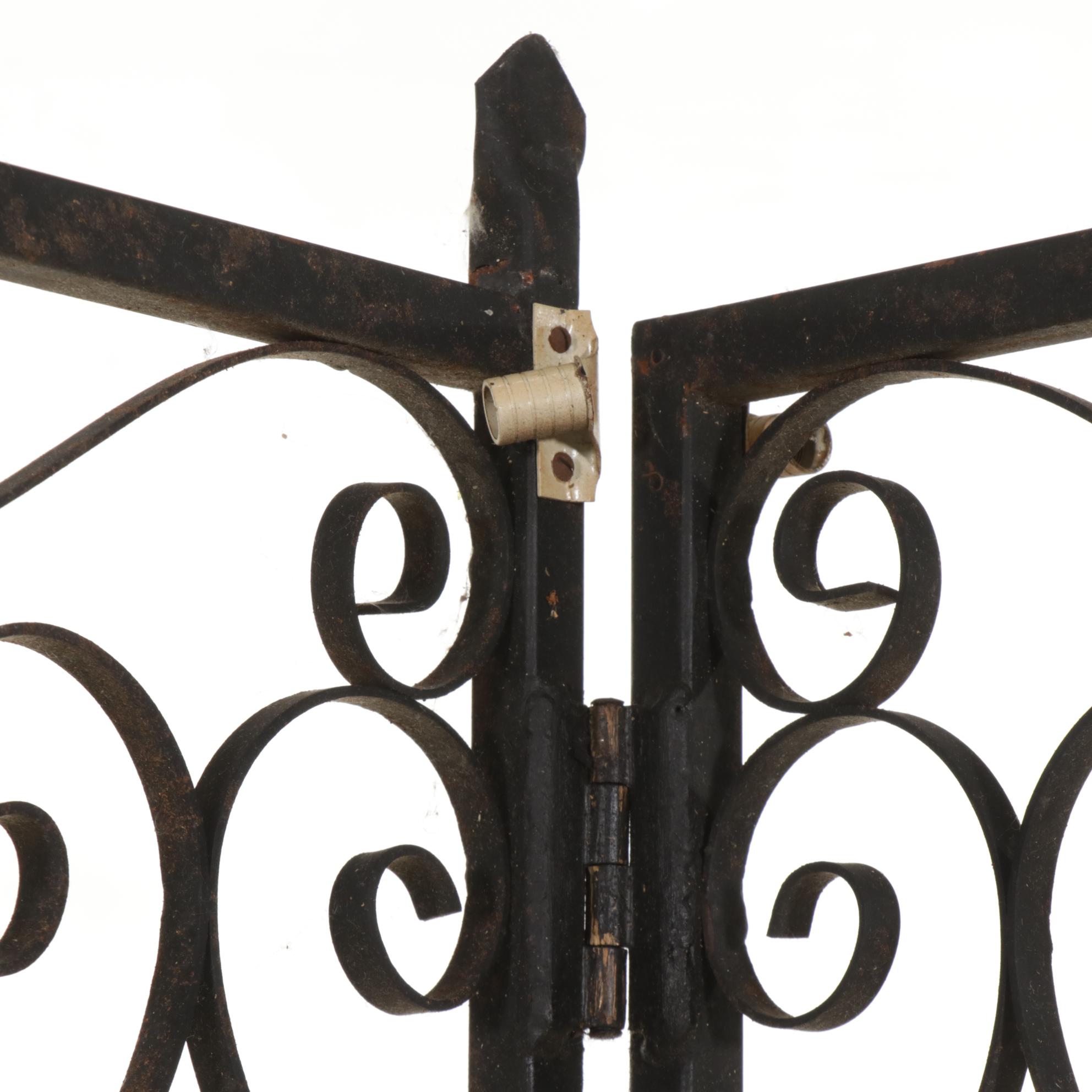 Scrolled Wrought Iron Three-Panel Screen