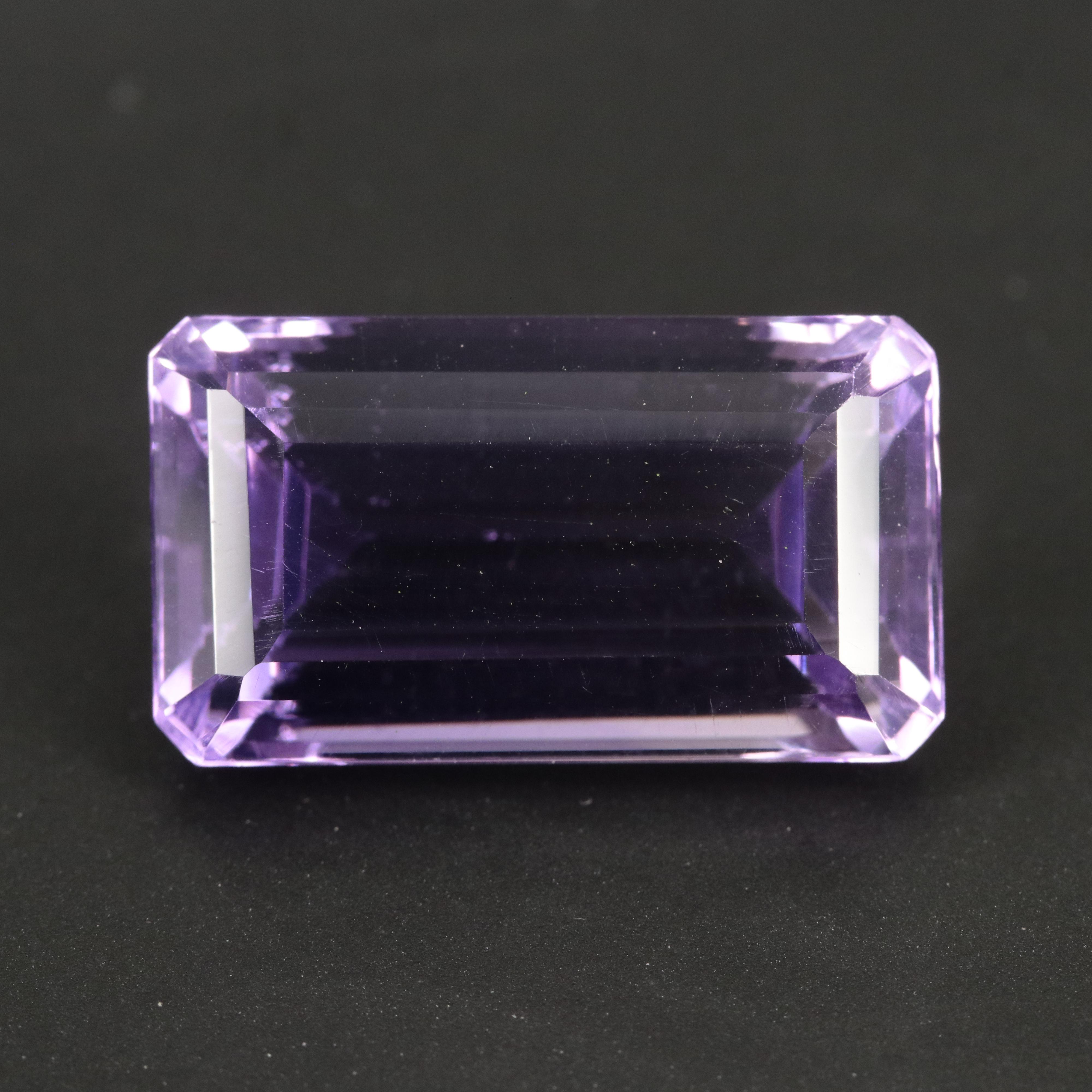 Loose 23.70 CT Cut Corner Rectangular Faceted Amethyst