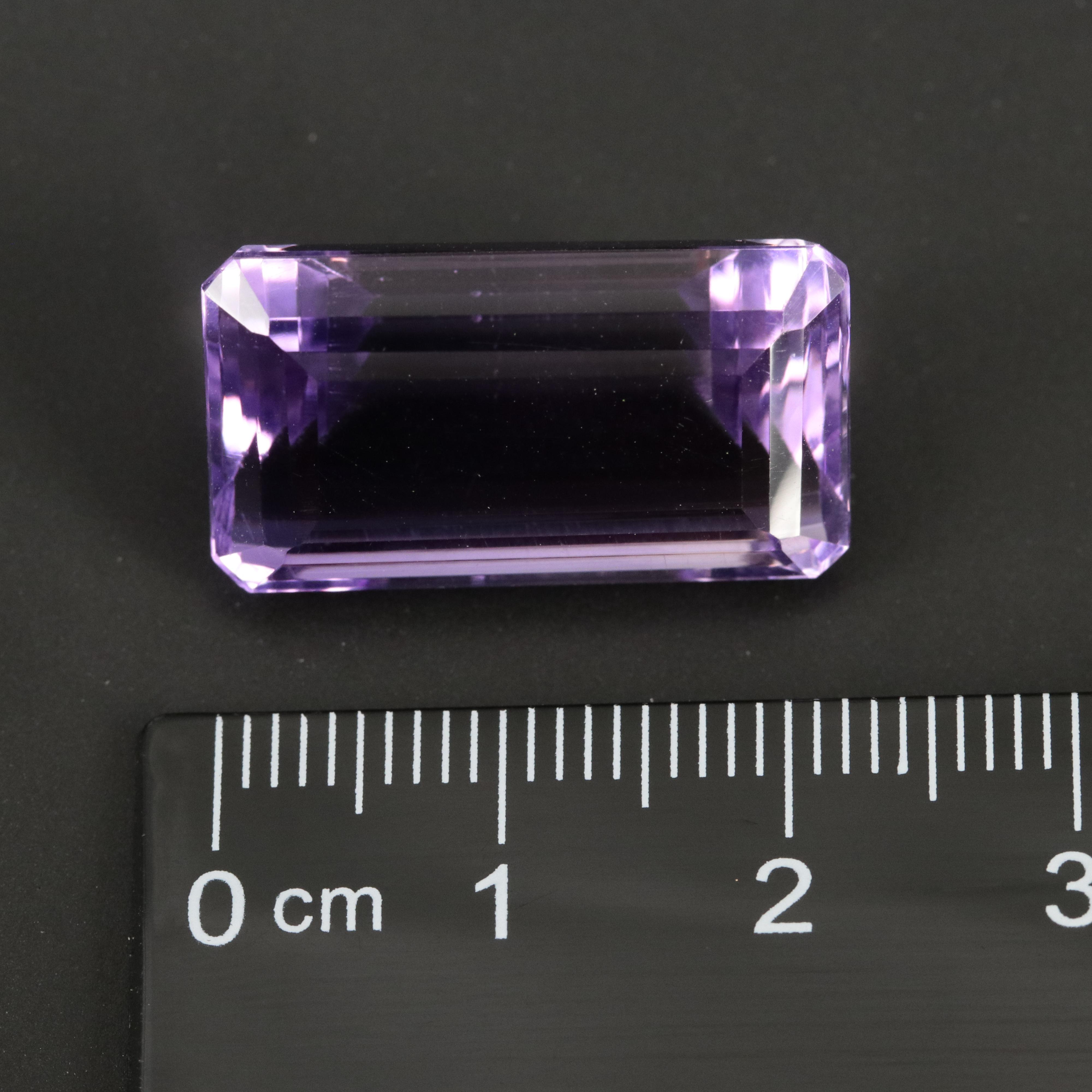 Loose 23.70 CT Cut Corner Rectangular Faceted Amethyst