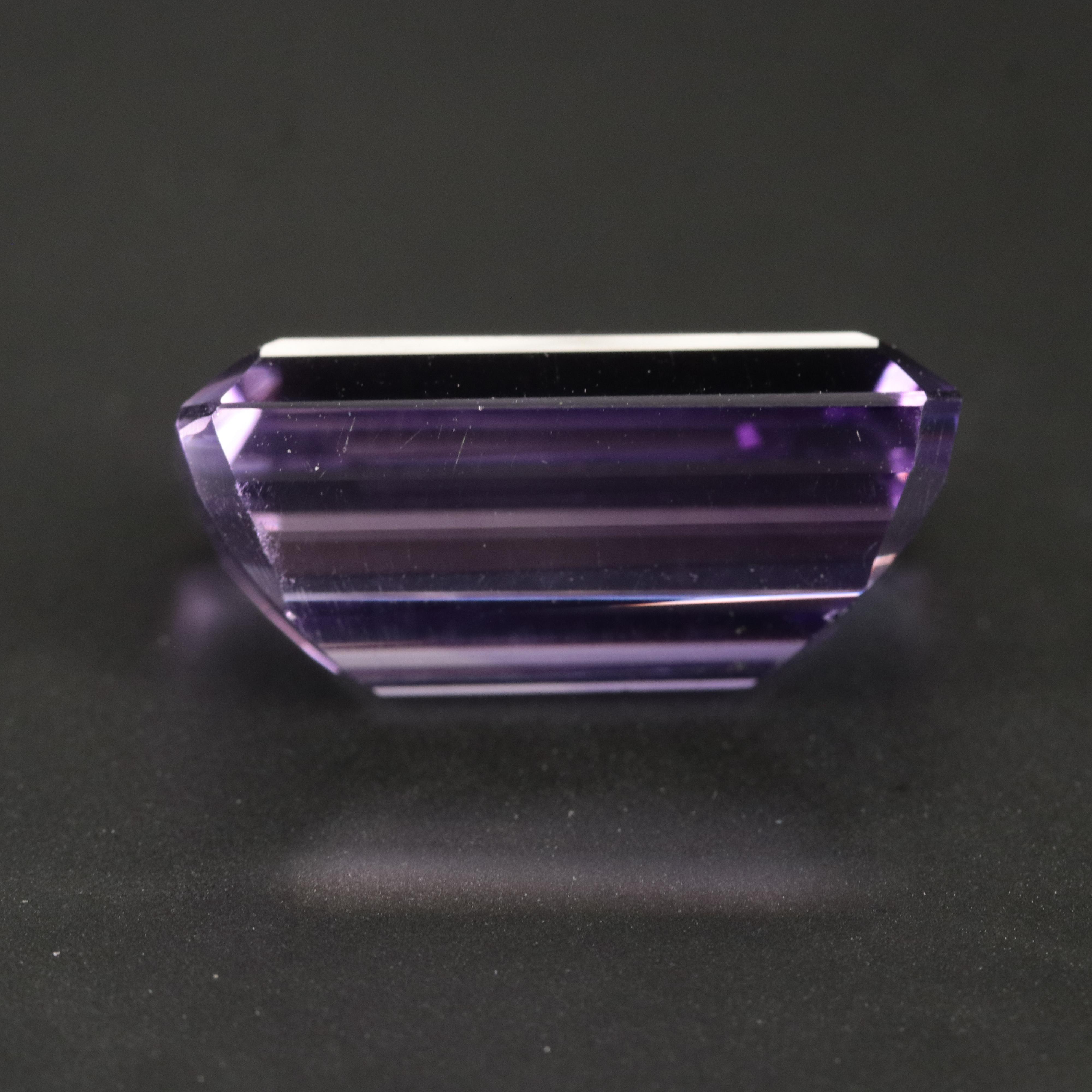 Loose 23.70 CT Cut Corner Rectangular Faceted Amethyst