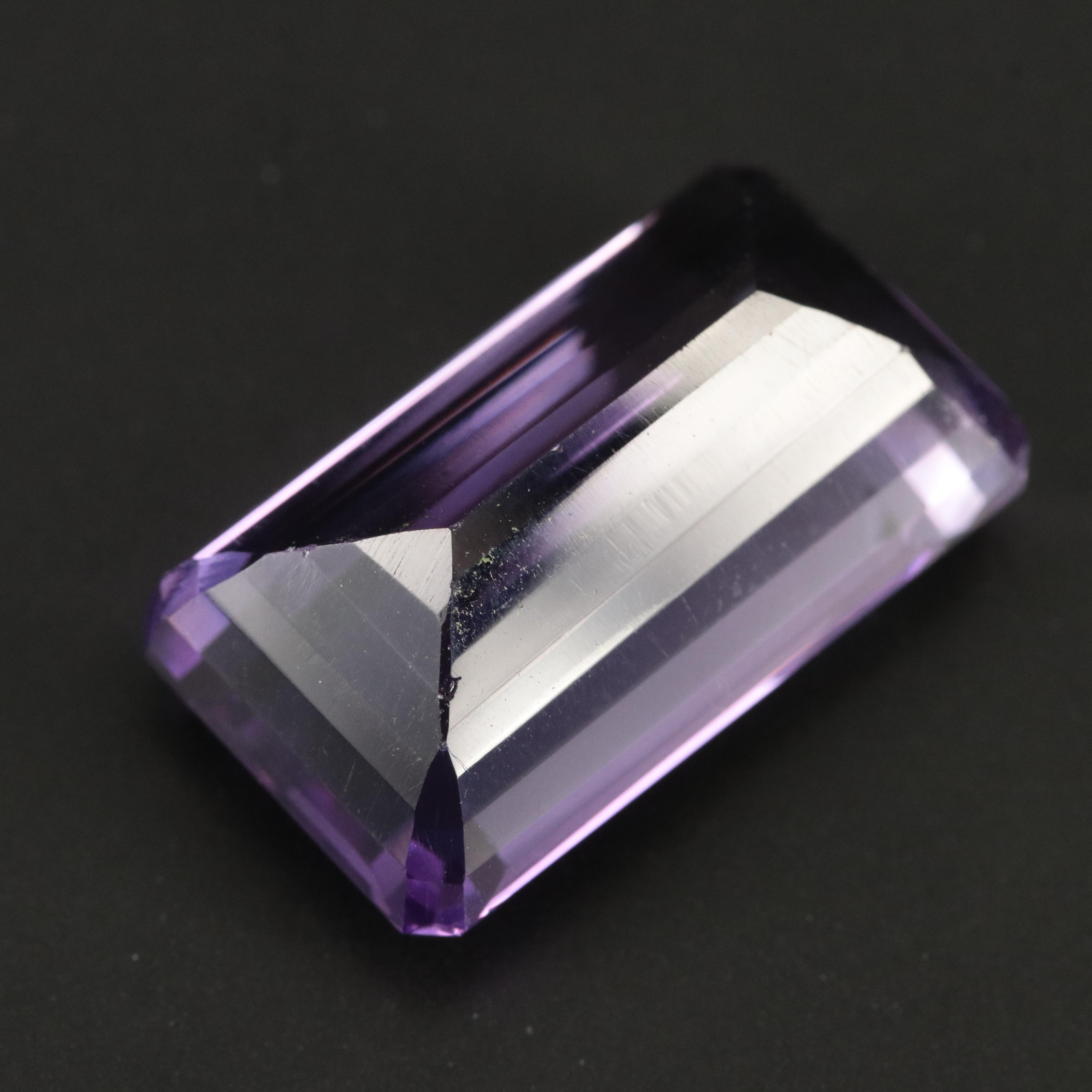 Loose 23.70 CT Cut Corner Rectangular Faceted Amethyst
