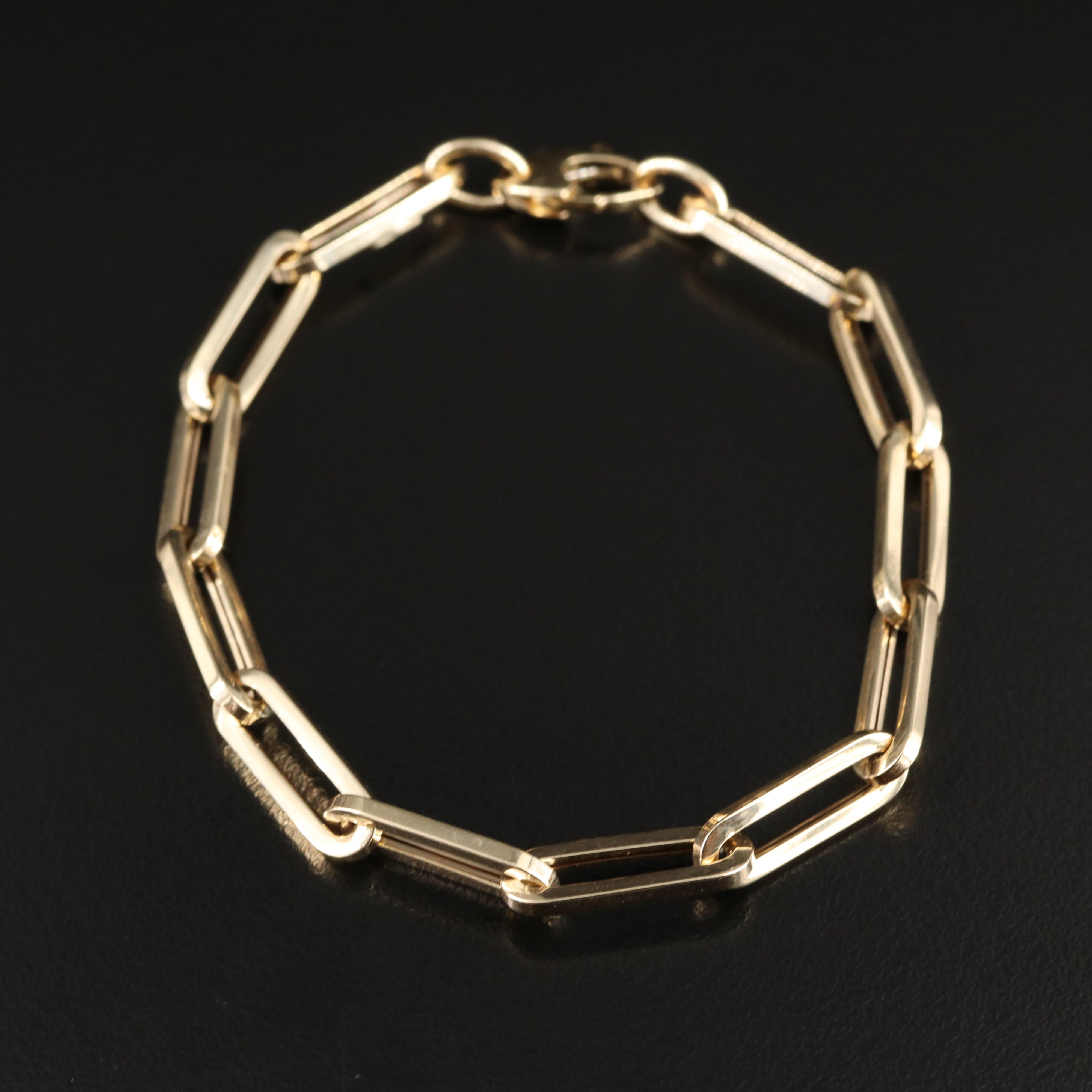 Italian 14K Paper Clip Chain Bracelet