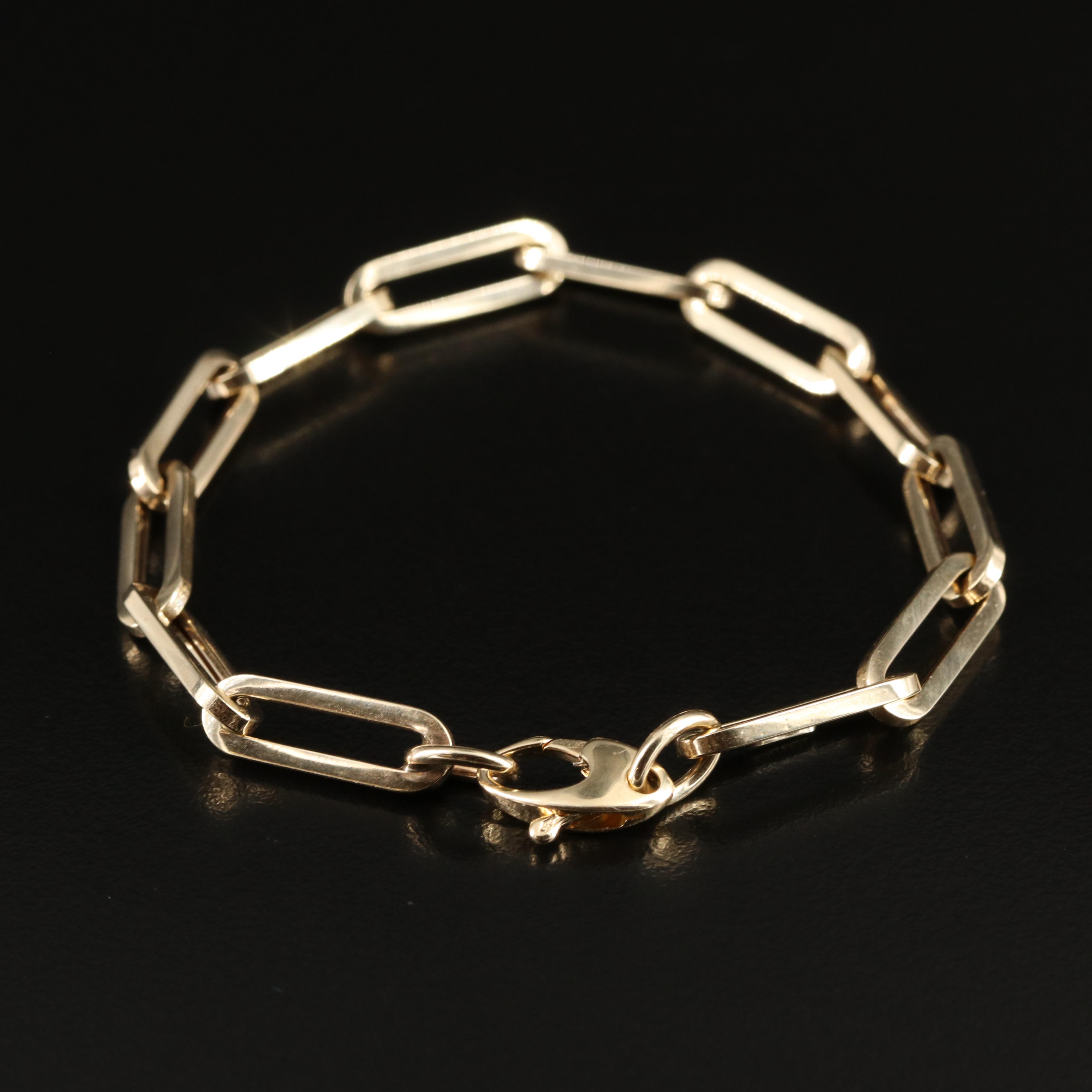 Italian 14K Paper Clip Chain Bracelet