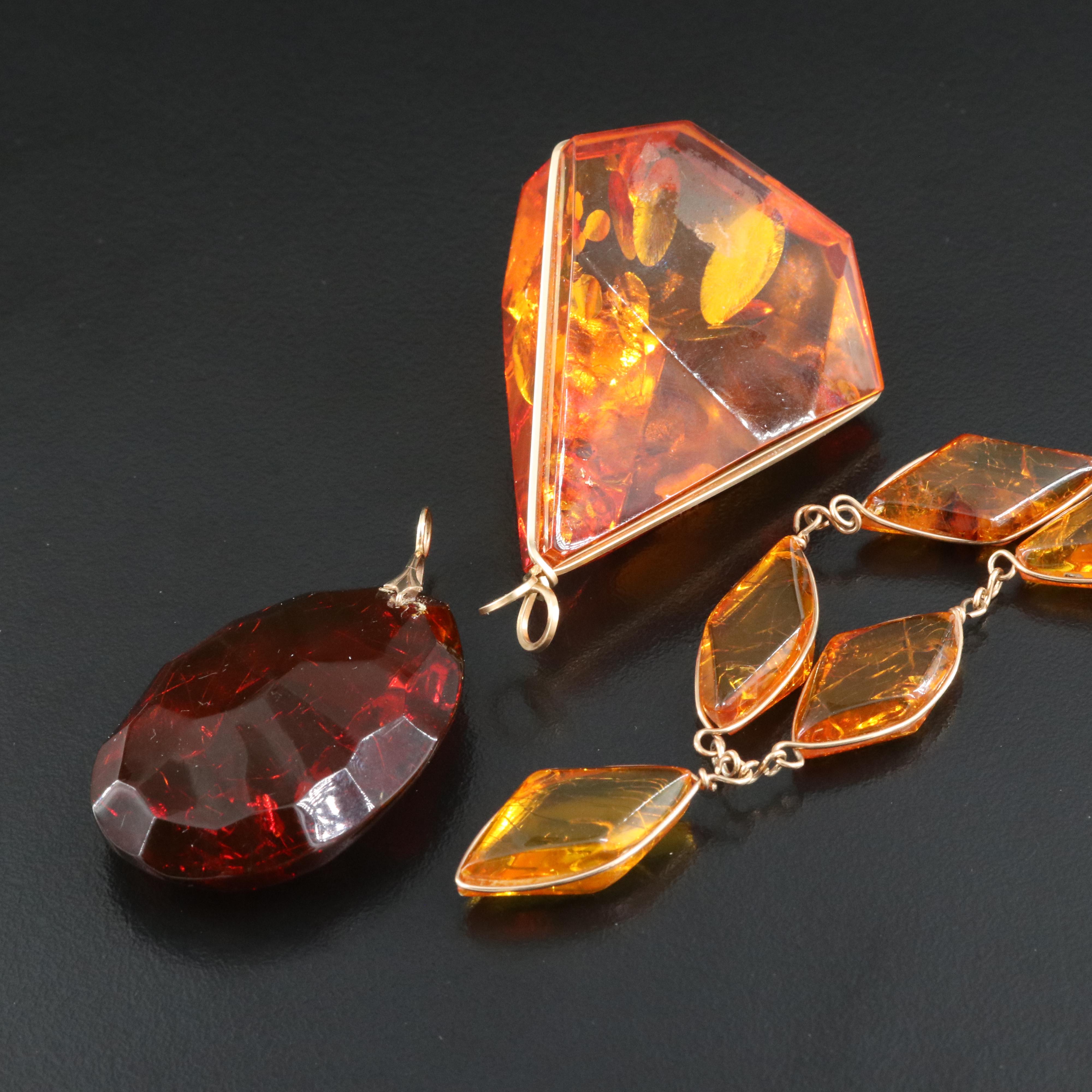 Wire Wrapped Amber Necklace and Pendants