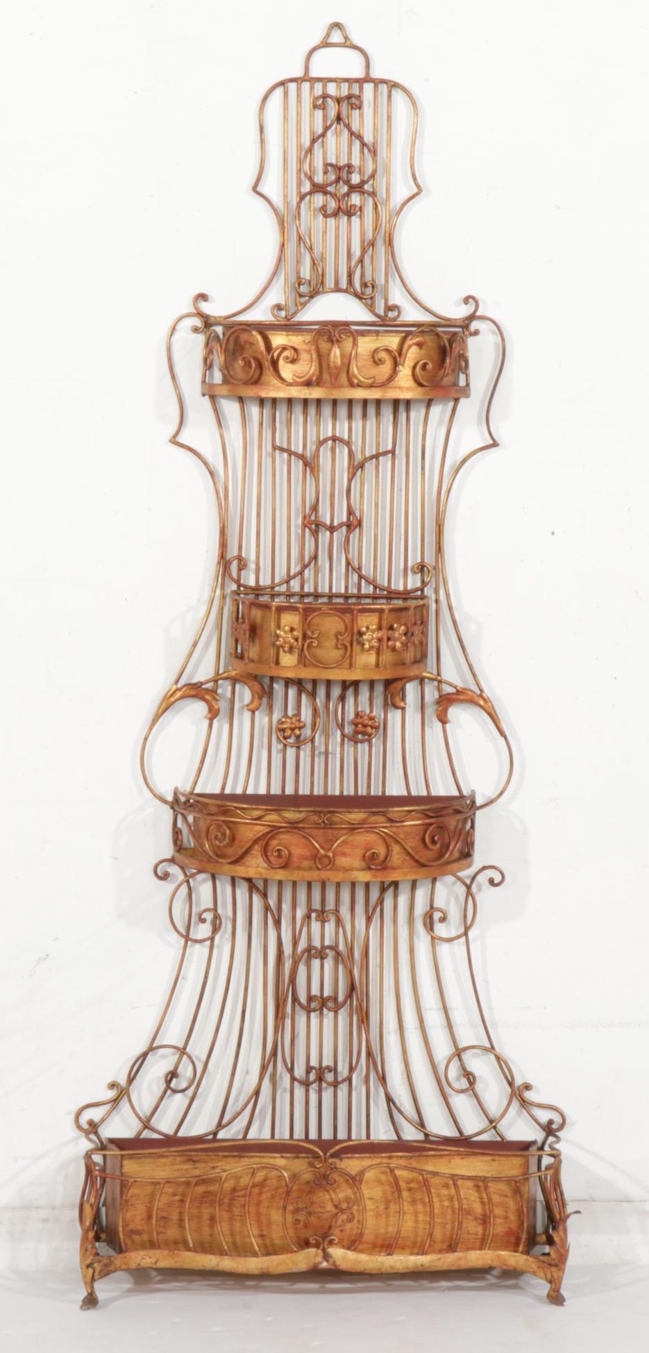 Italianate Gilt Metal Four-Tier Garden Planter Box