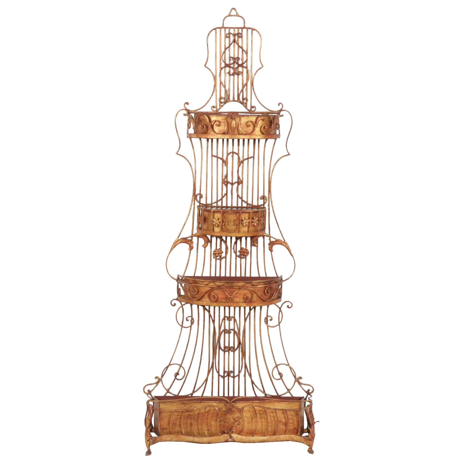 Italianate Gilt Metal Four-Tier Garden Planter Box