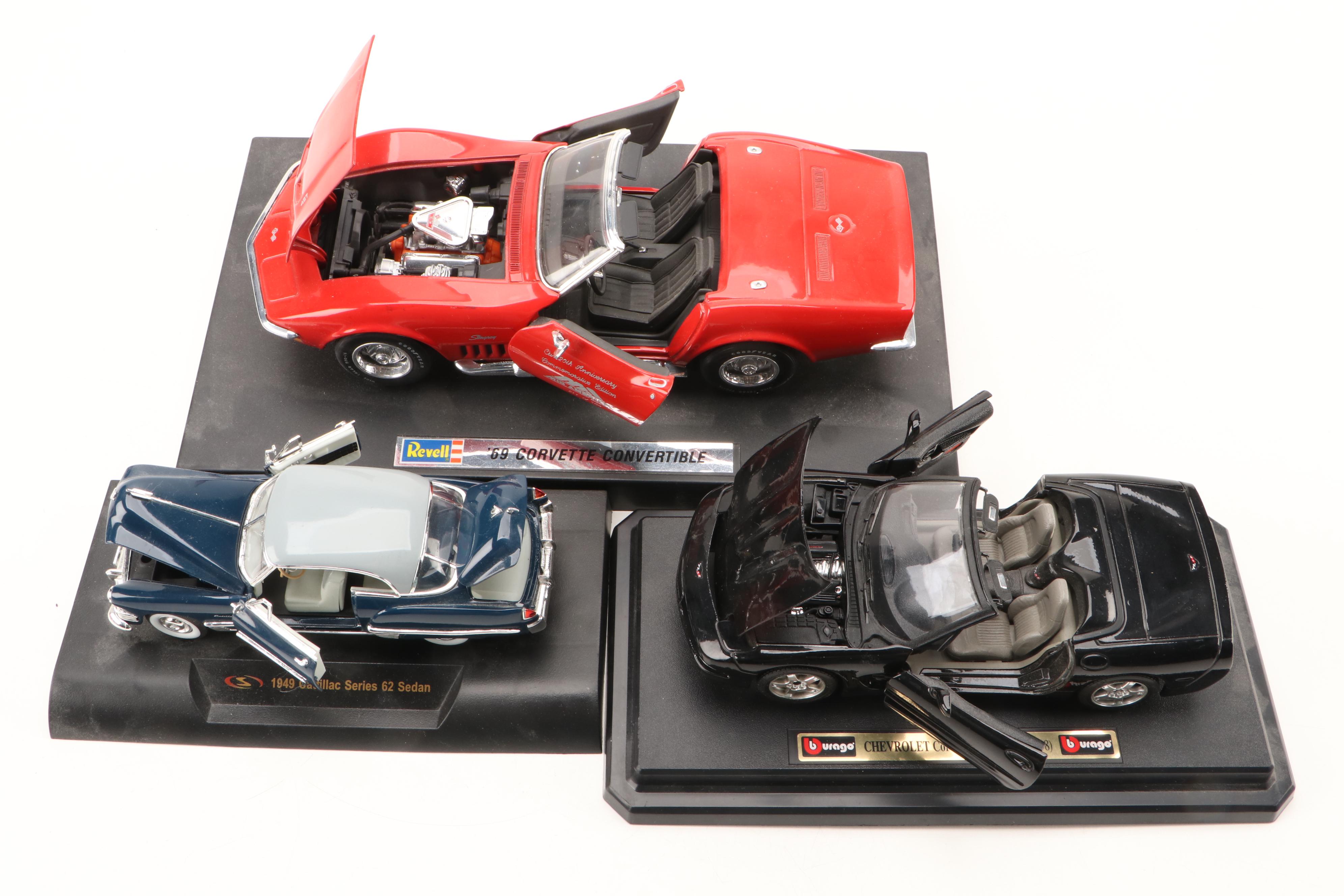 1969 Corvette Convertible, 1964 Ford Mustang with Other Diecast and Model Cars
