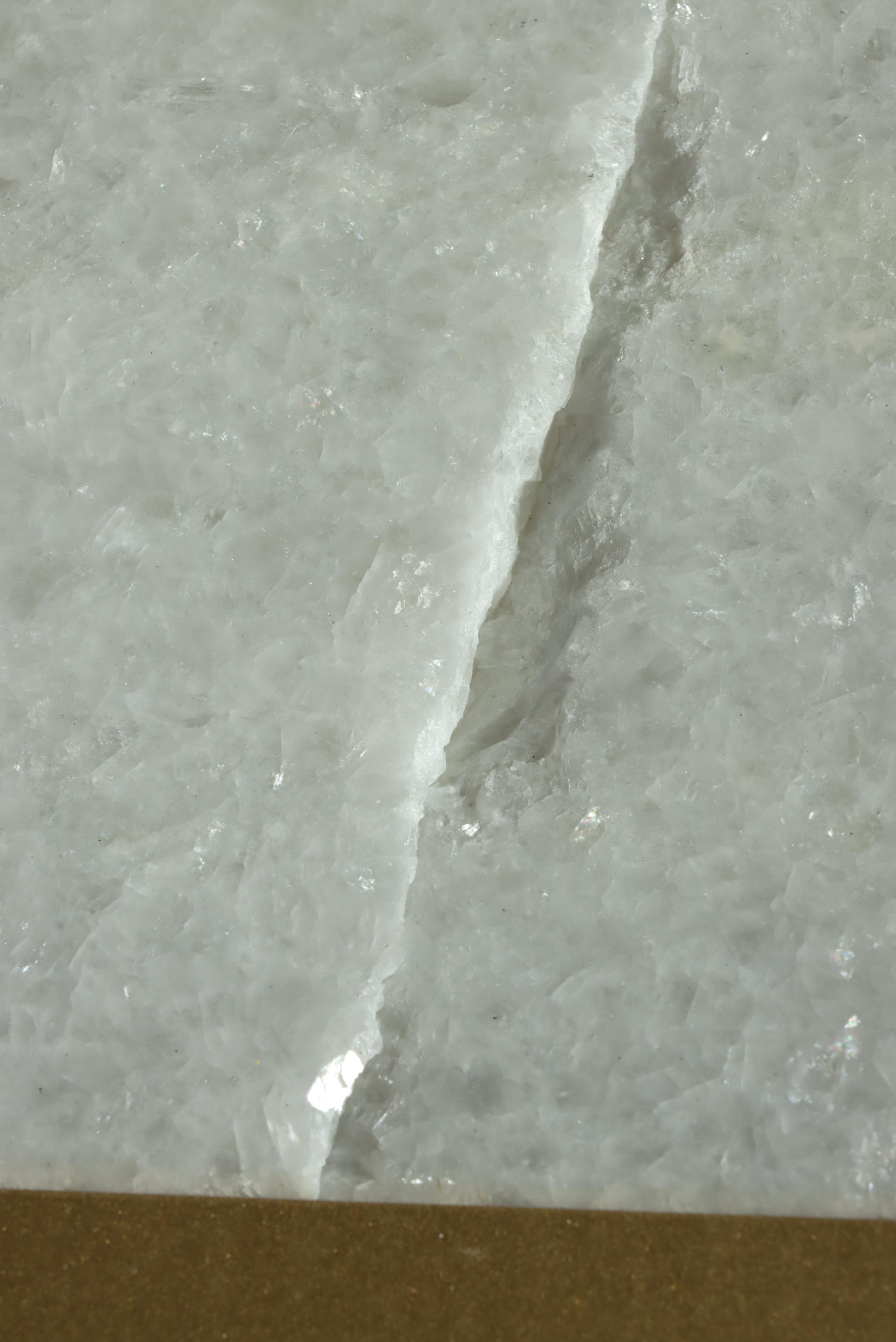 Contemporary White Marble Top Gold Tone Metal Console Table