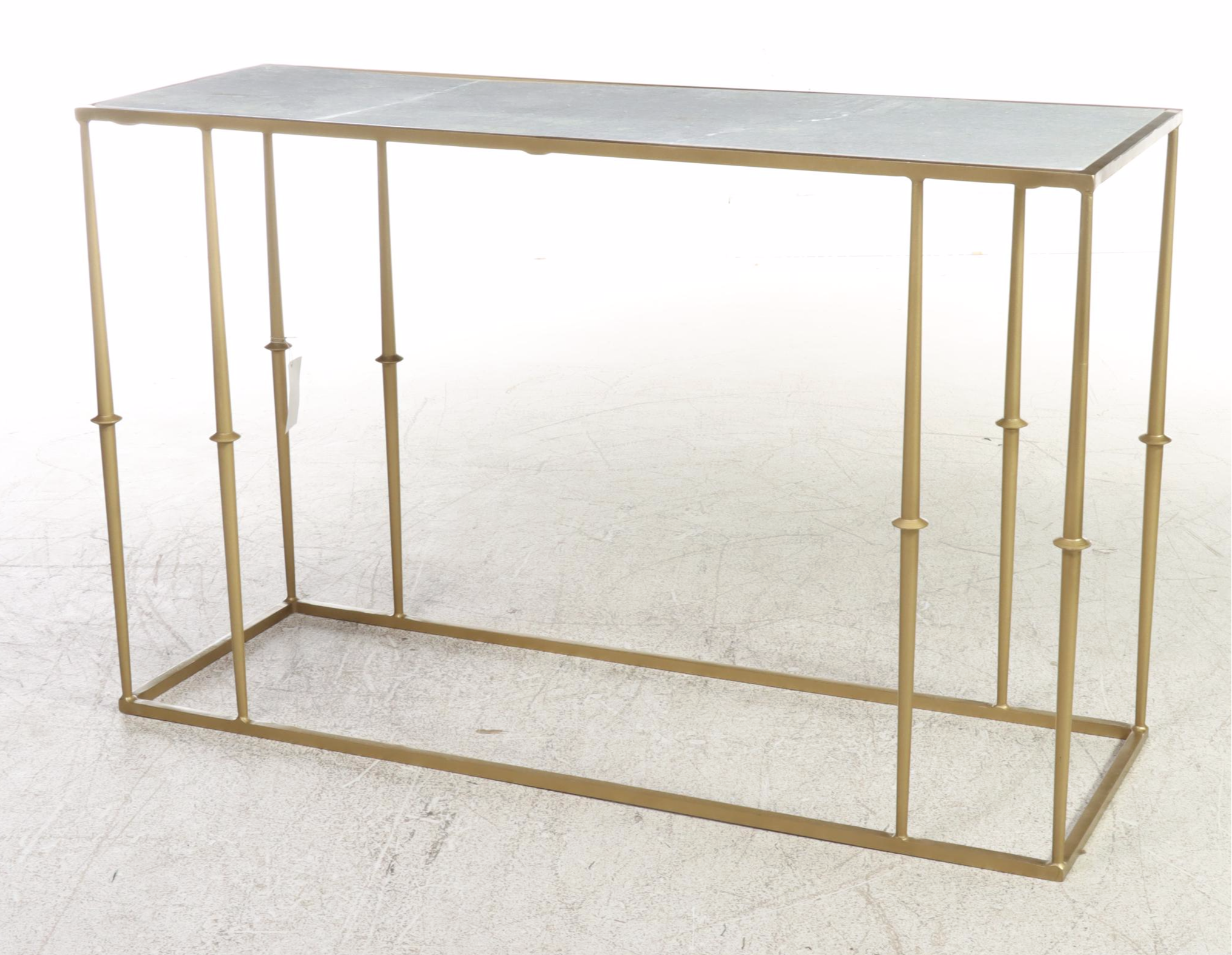 Contemporary White Marble Top Gold Tone Metal Console Table