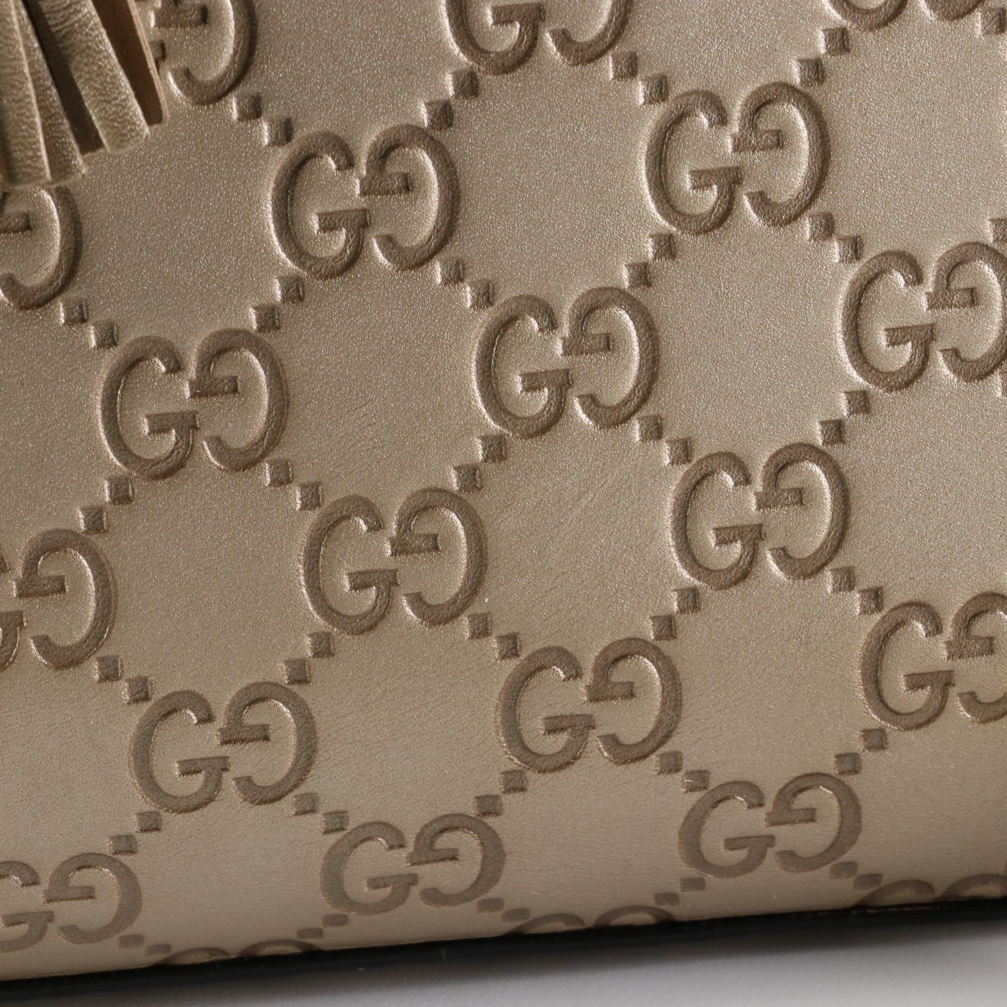 Gucci Emily Shoulder Bag with Tassels in Metallic Guccissima Leather