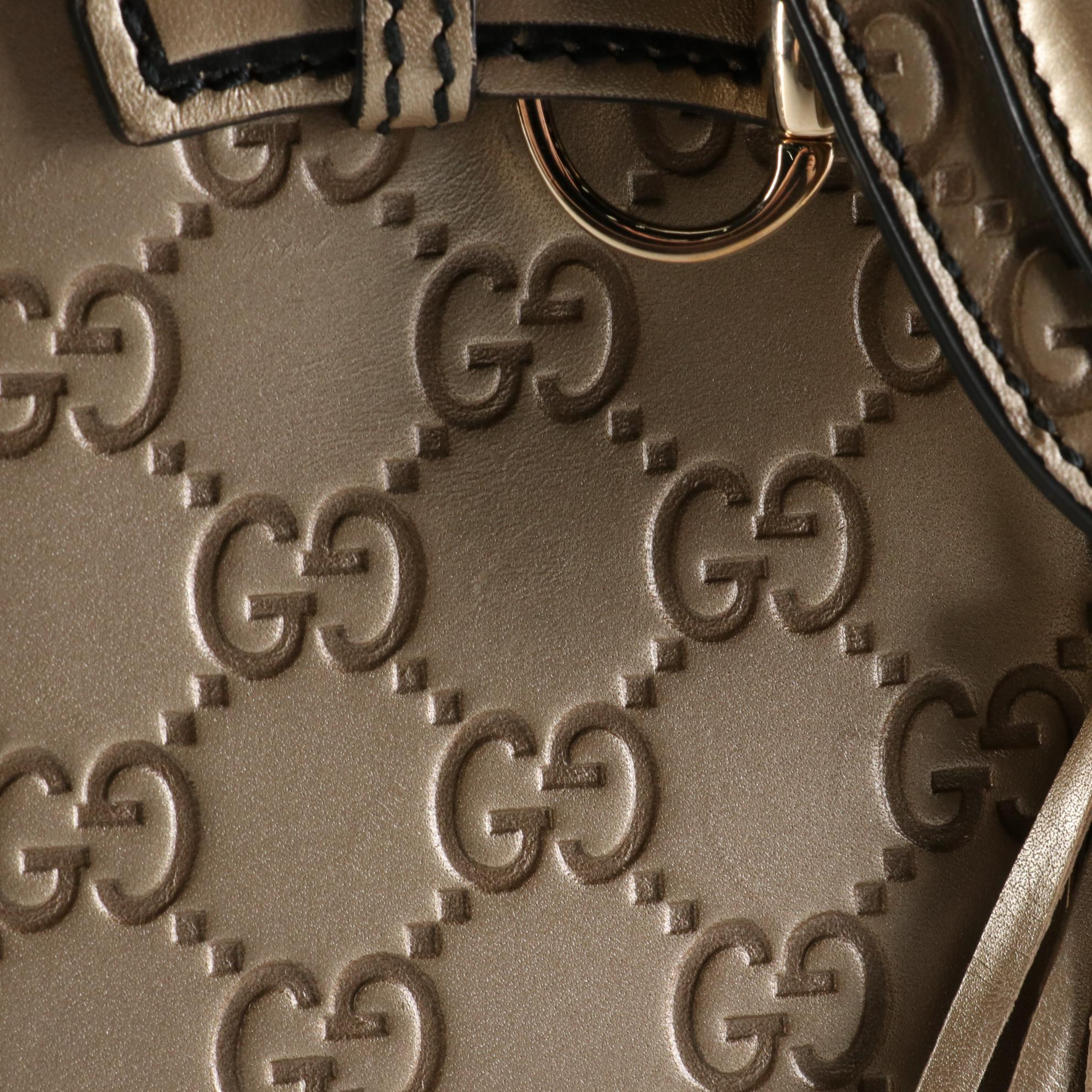 Gucci Emily Shoulder Bag with Tassels in Metallic Guccissima Leather