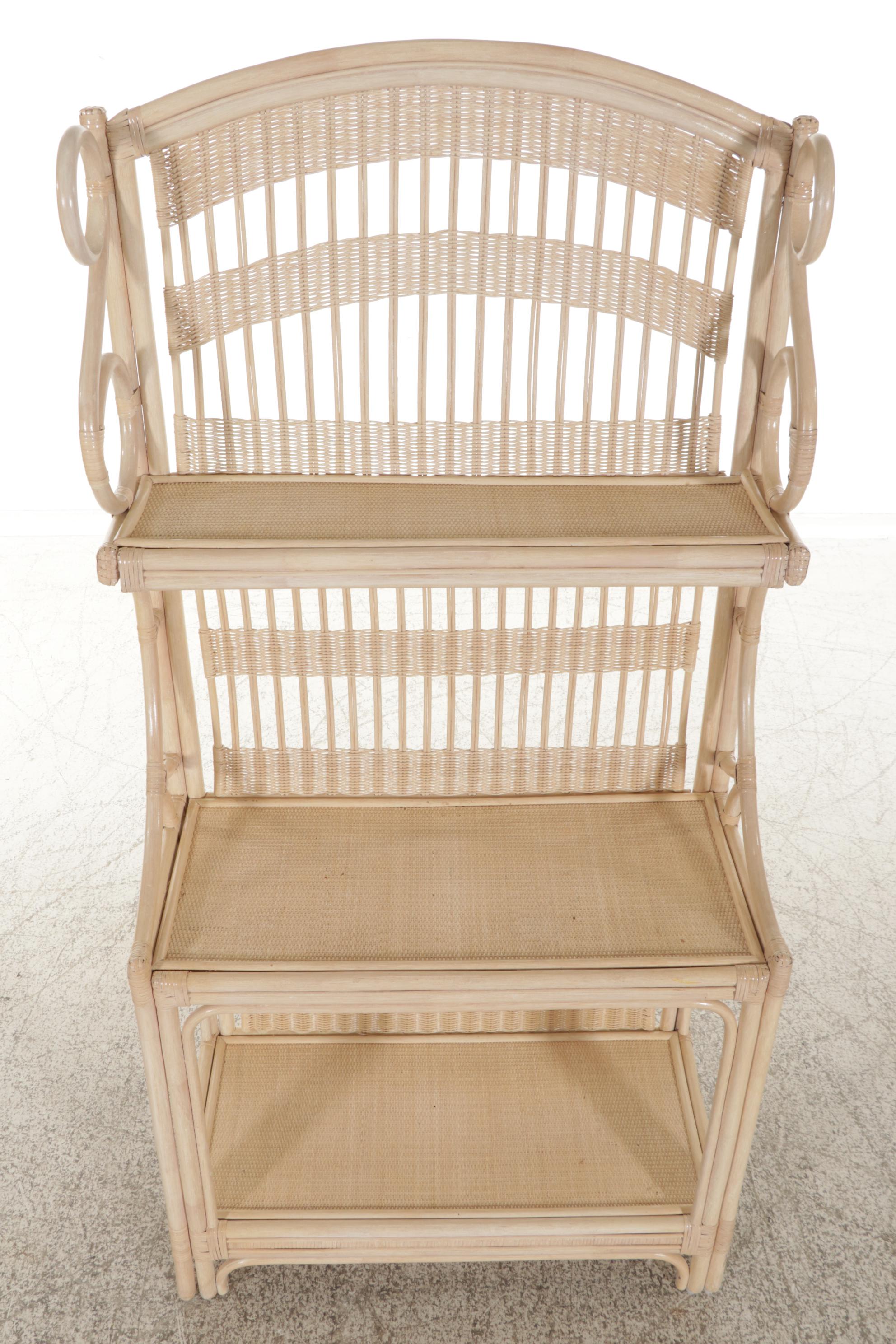 Cerused Finish Rattan Étagère