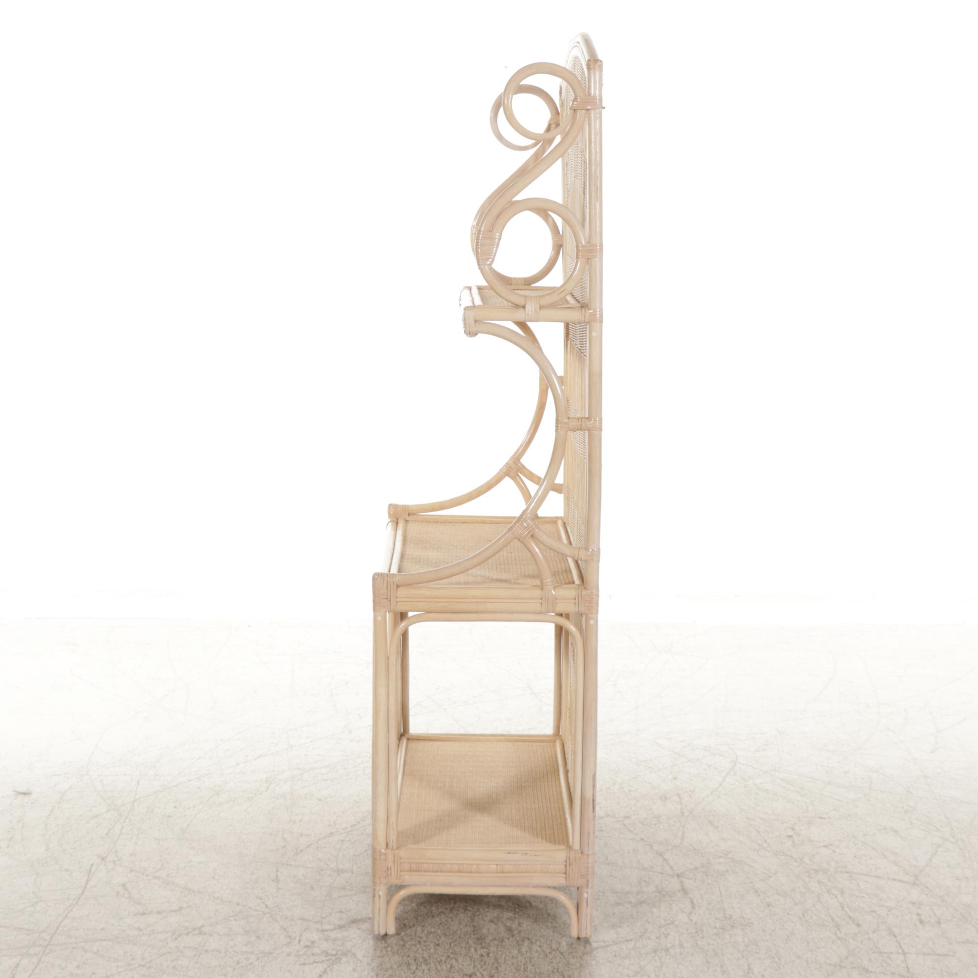 Cerused Finish Rattan Étagère