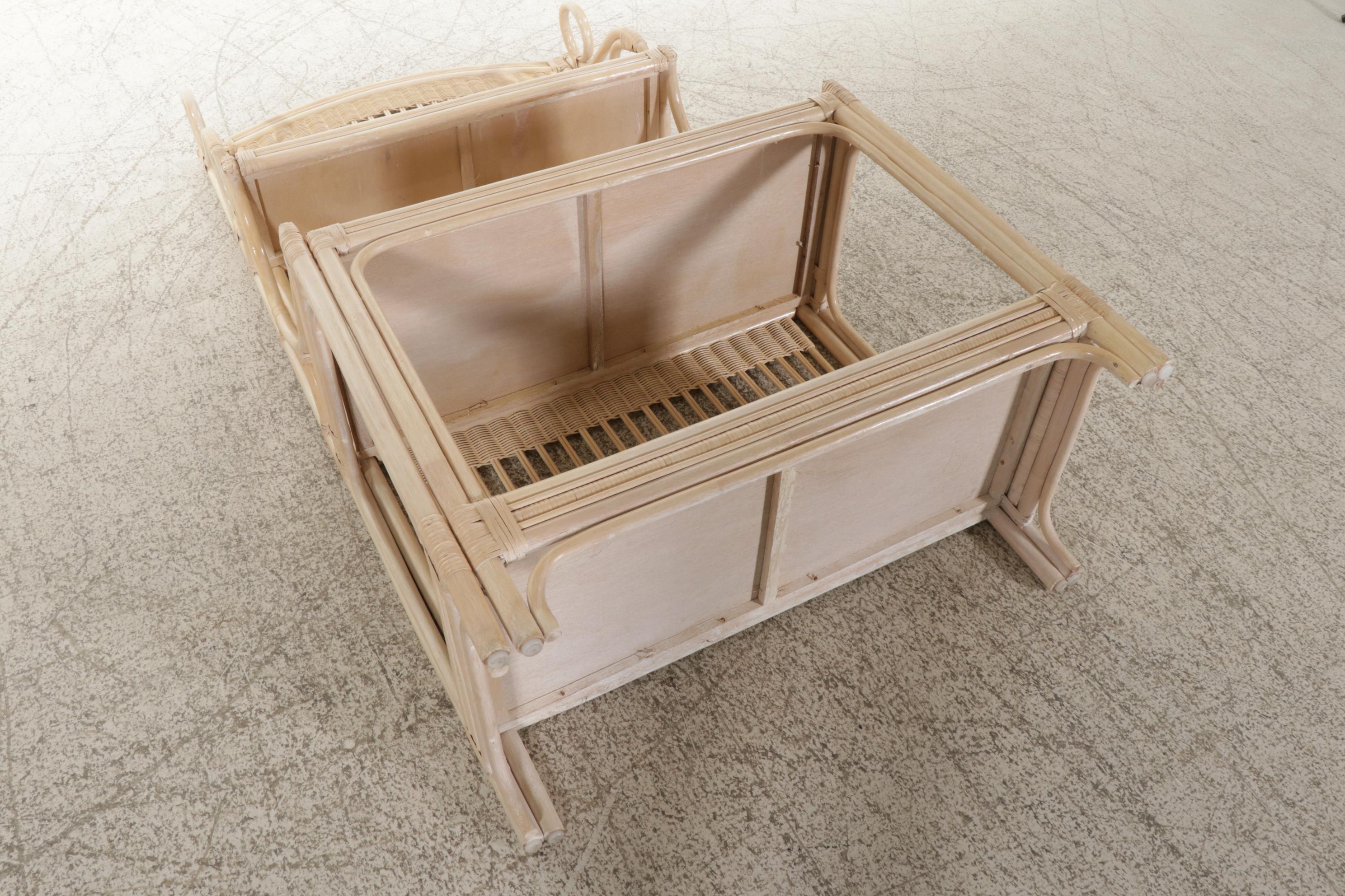 Cerused Finish Rattan Étagère