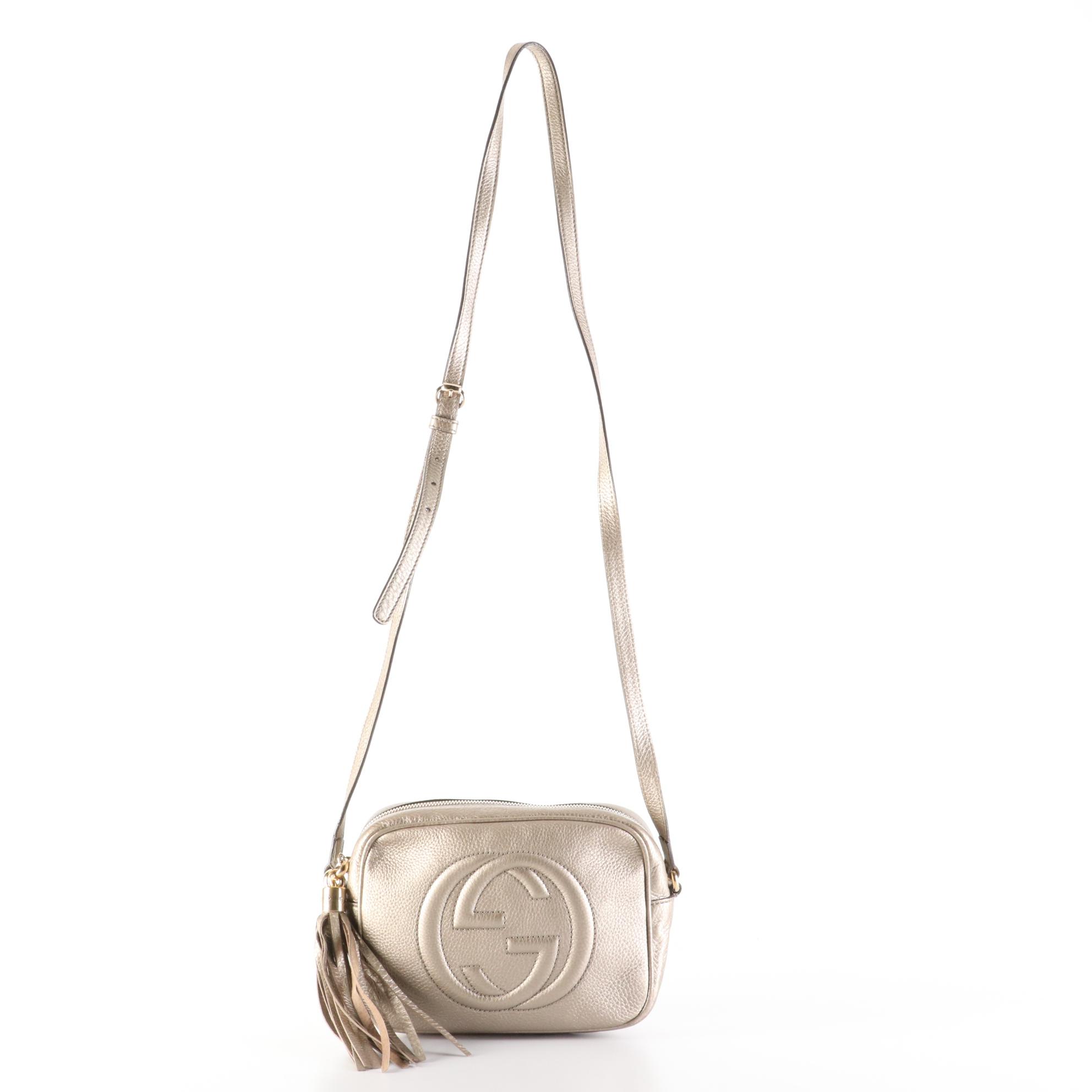 Gucci Soho Disco Crossbody with Tassel in Metallic Grained Leather