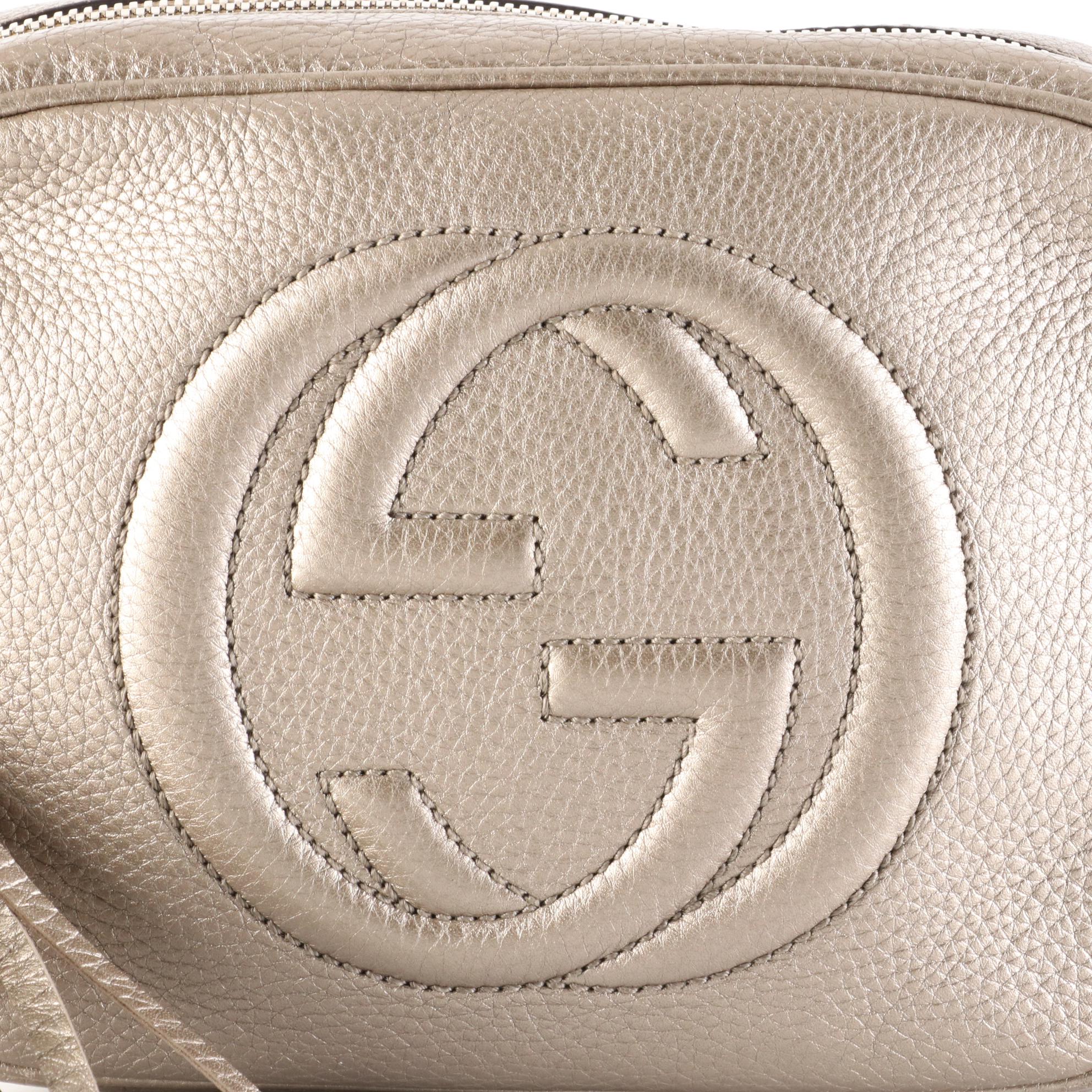 Gucci Soho Disco Crossbody with Tassel in Metallic Grained Leather
