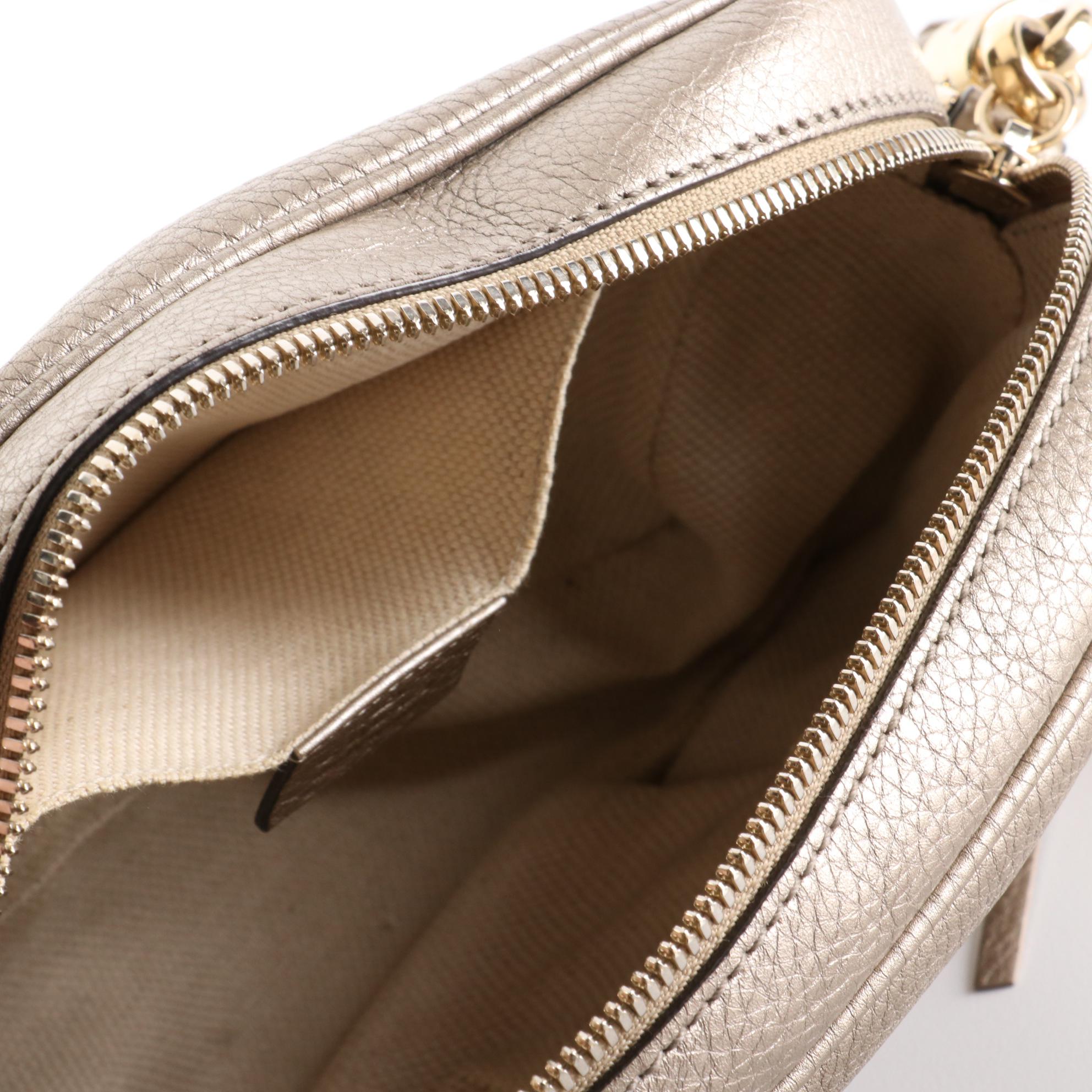 Gucci Soho Disco Crossbody with Tassel in Metallic Grained Leather