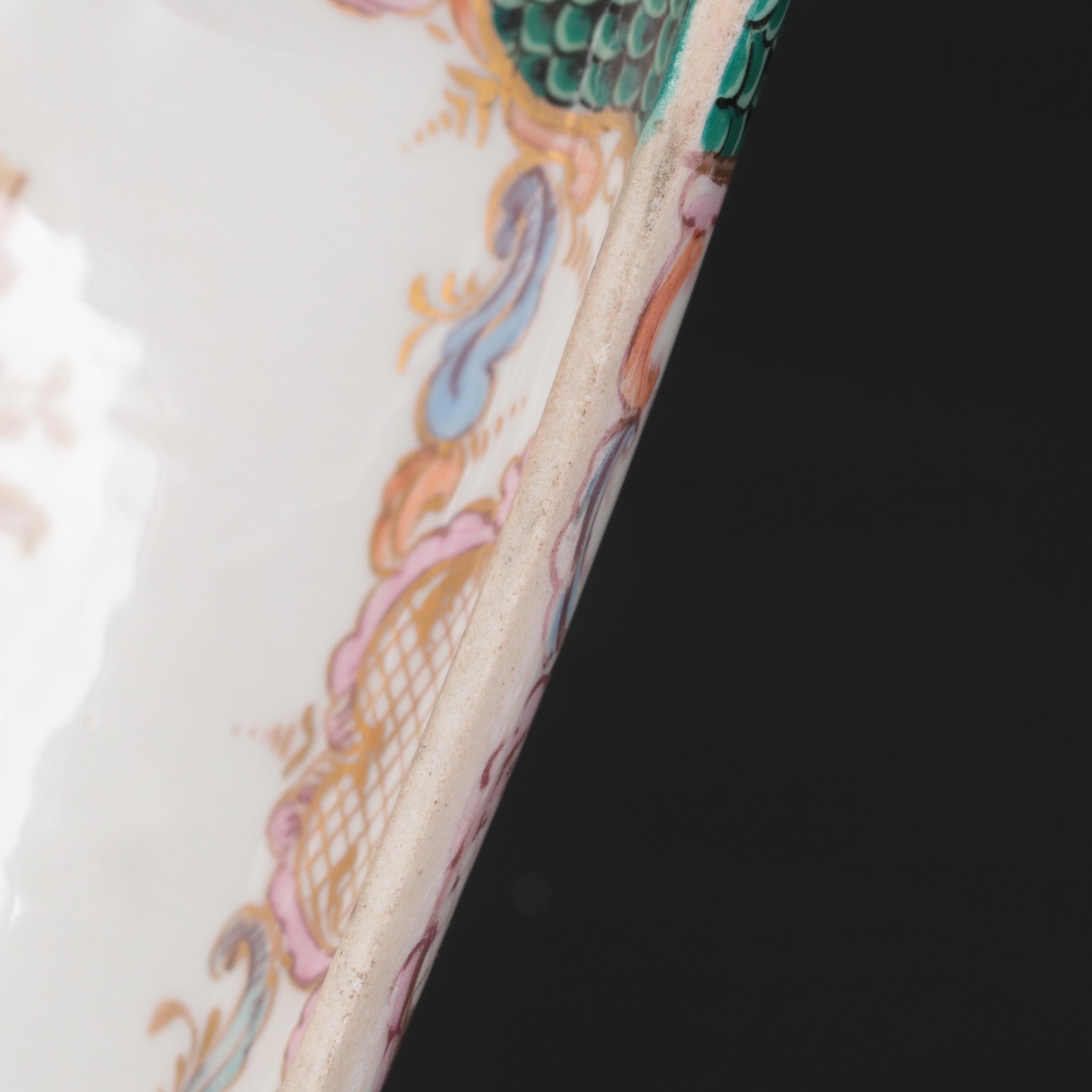 French Hand-Painted Porcelain Jewelry Casket, 19th Century