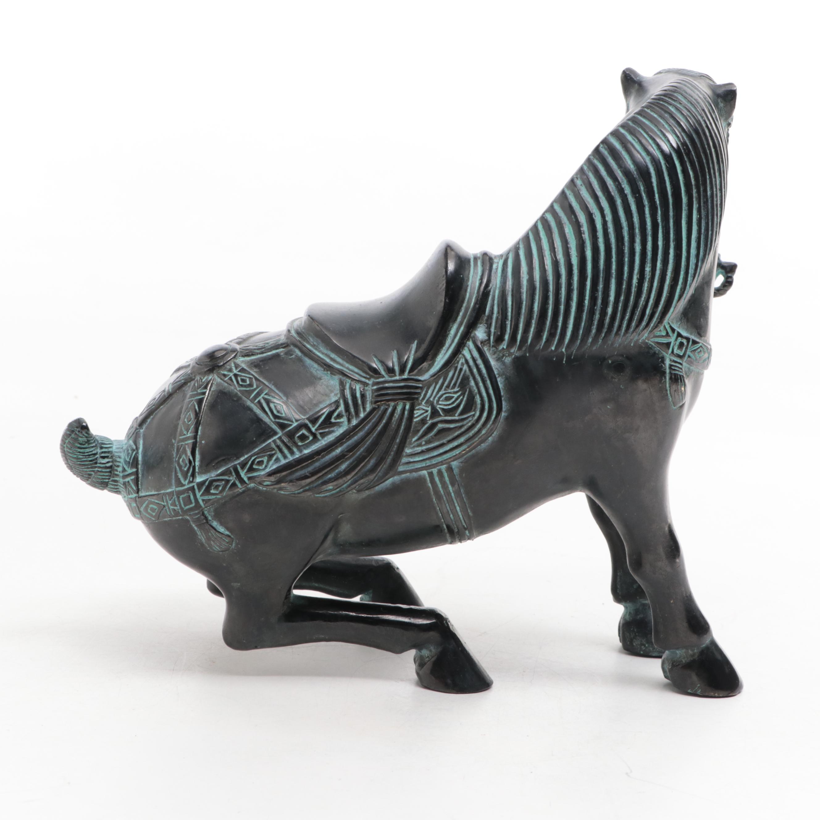 Tang Style Patinated Bronze Horse Figurine