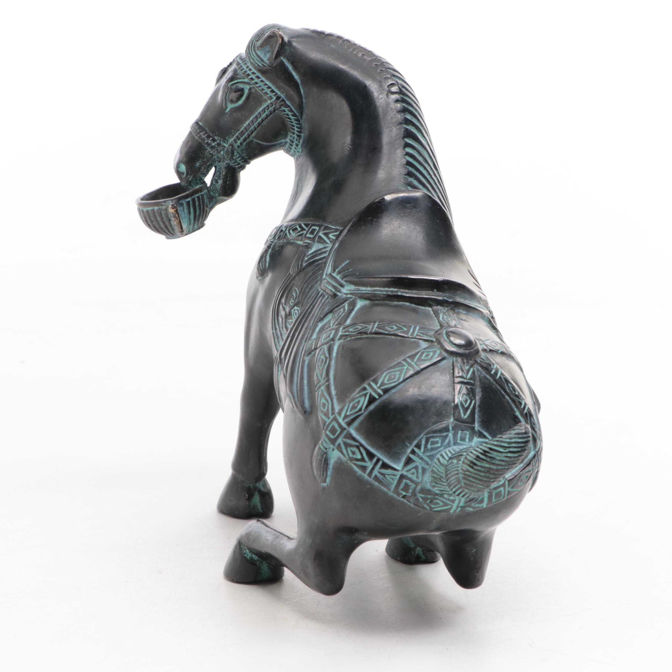 Tang Style Patinated Bronze Horse Figurine