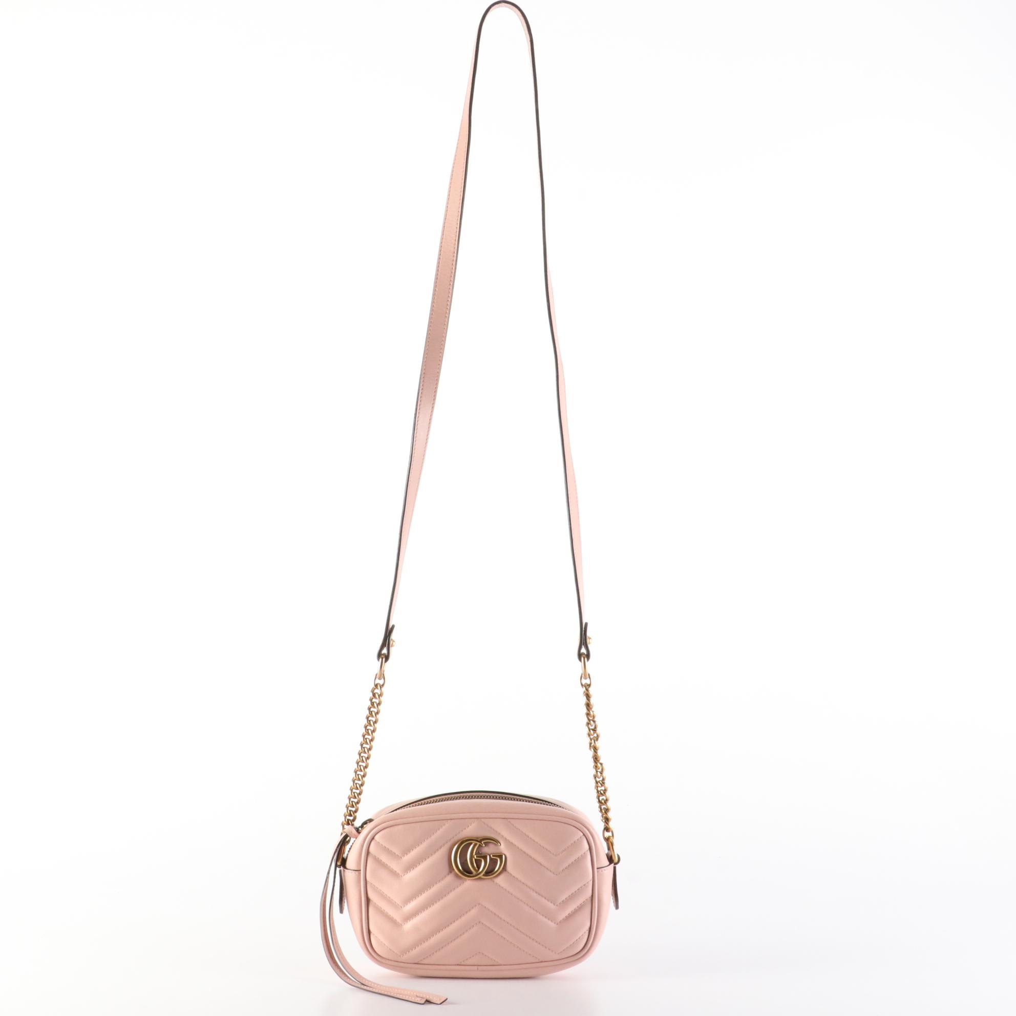 Gucci Marmont Matelassé Leather Crossbody Bag with Chain-Link Strap