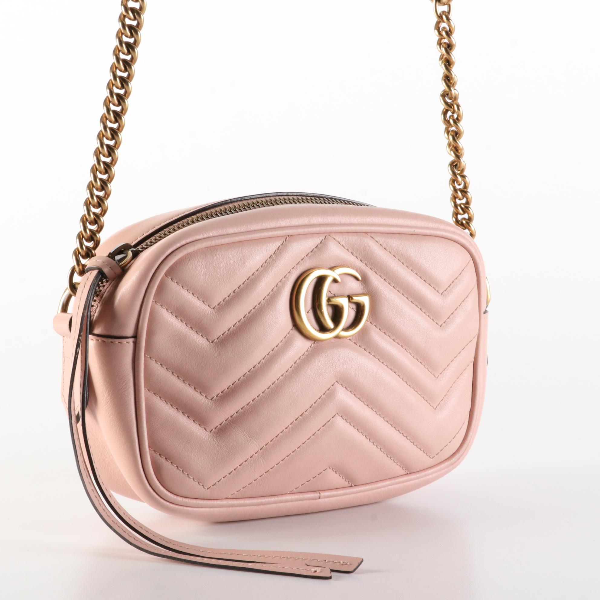 Gucci Marmont Matelassé Leather Crossbody Bag with Chain-Link Strap