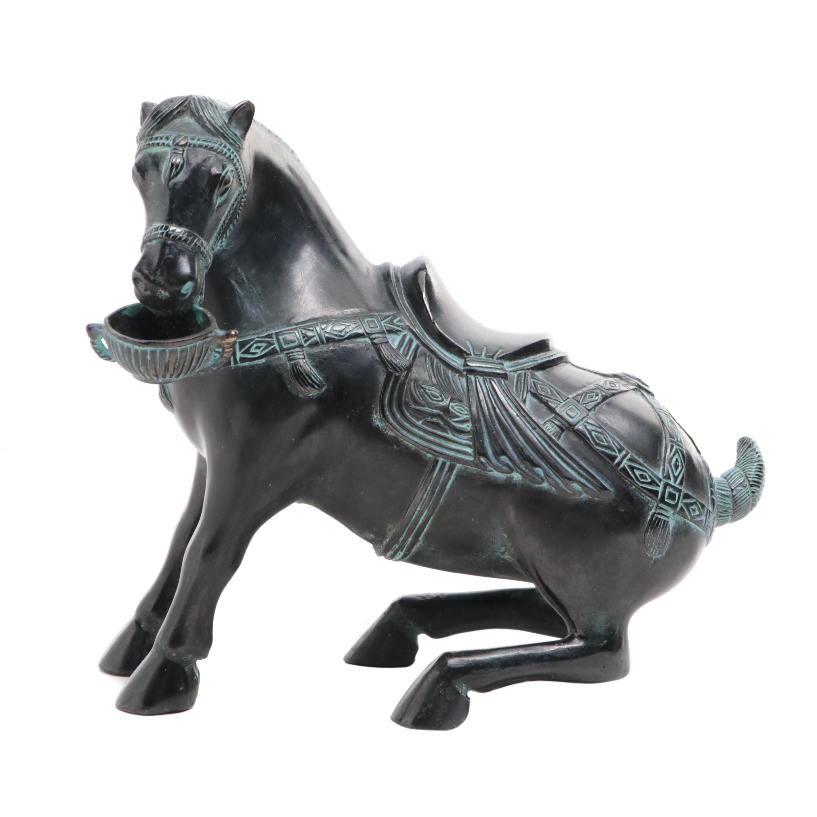 Tang Style Patinated Bronze Horse Figurine