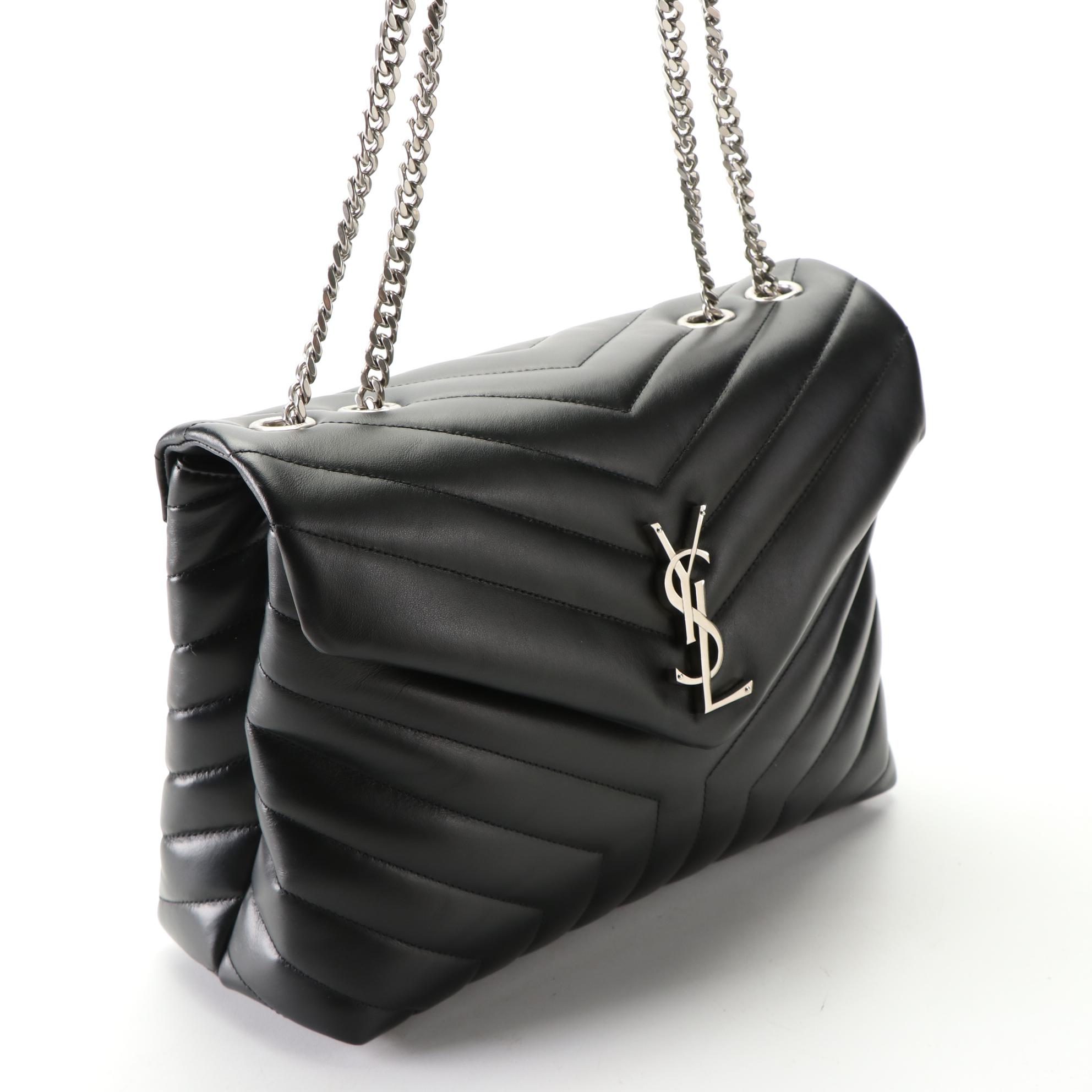 Saint Laurent Medium LouLou Shoulder Bag in Matelasse Chevron Quilted Leather