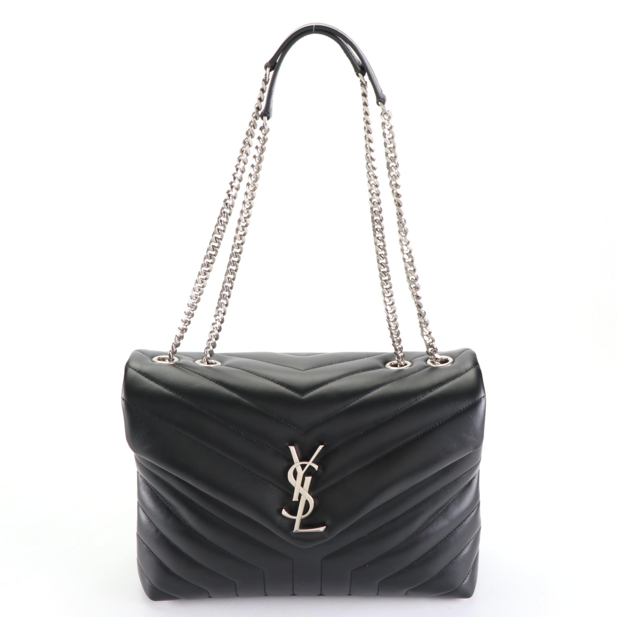 Saint Laurent Medium LouLou Shoulder Bag in Matelasse Chevron Quilted Leather