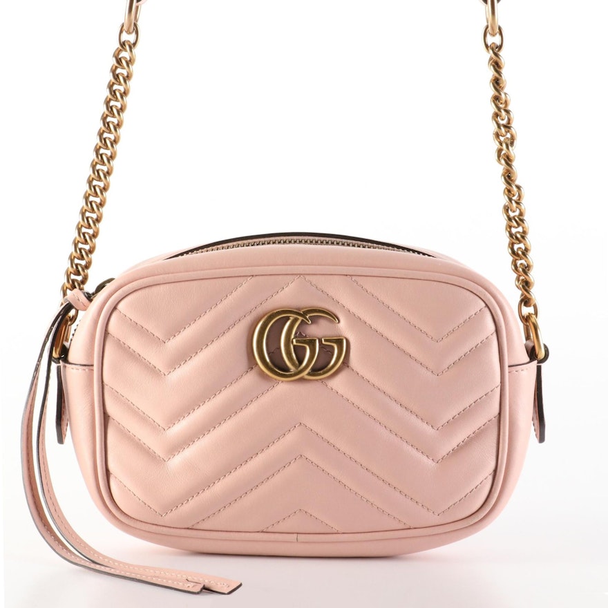 Gucci Marmont Matelassé Leather Crossbody Bag with Chain-Link Strap