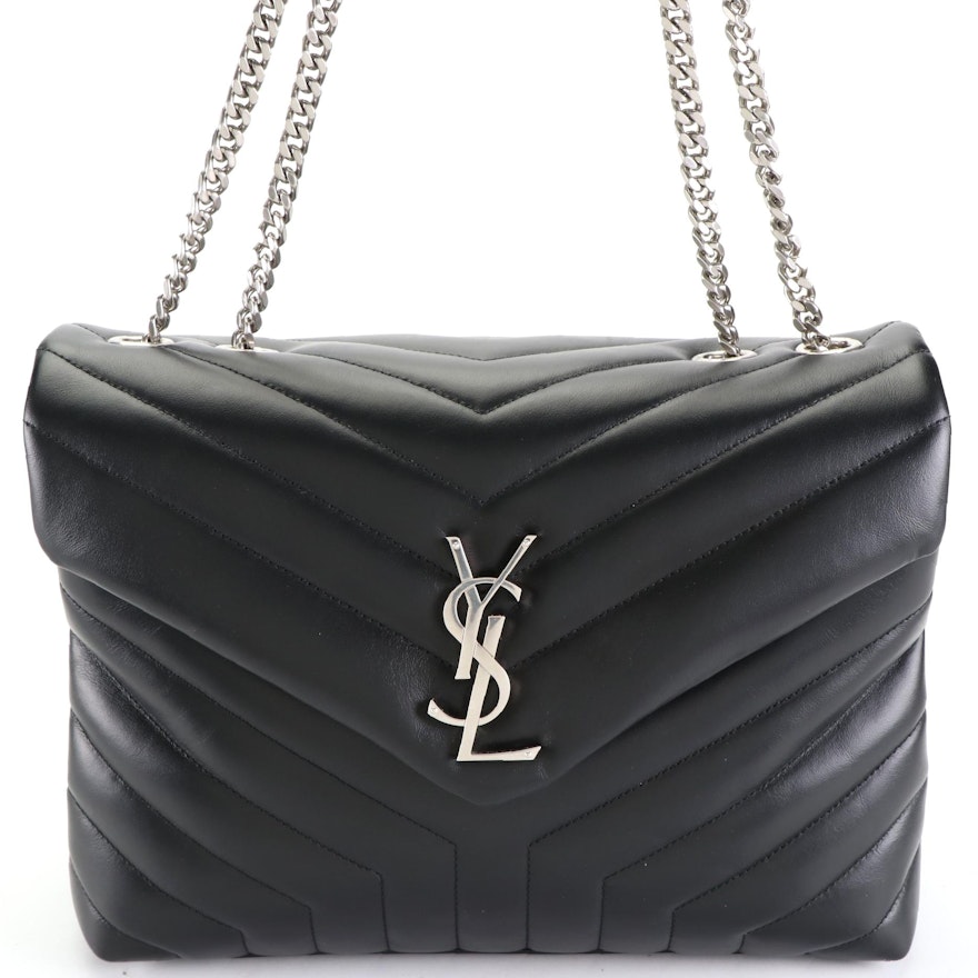 Saint Laurent Medium LouLou Shoulder Bag in Matelasse Chevron Quilted Leather