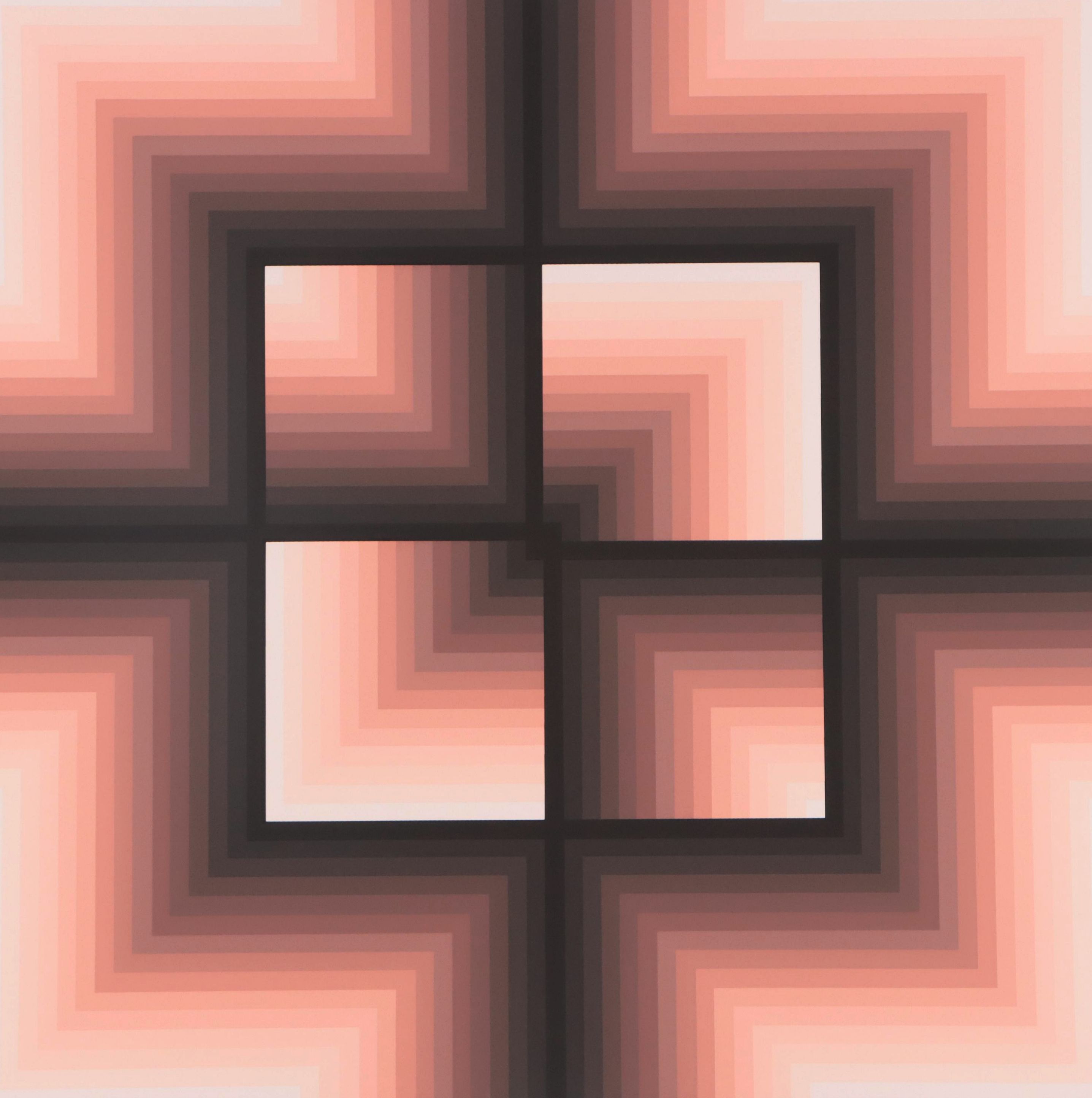 Jurgen Peters Op Art Serigraph "Window Motif," 1982