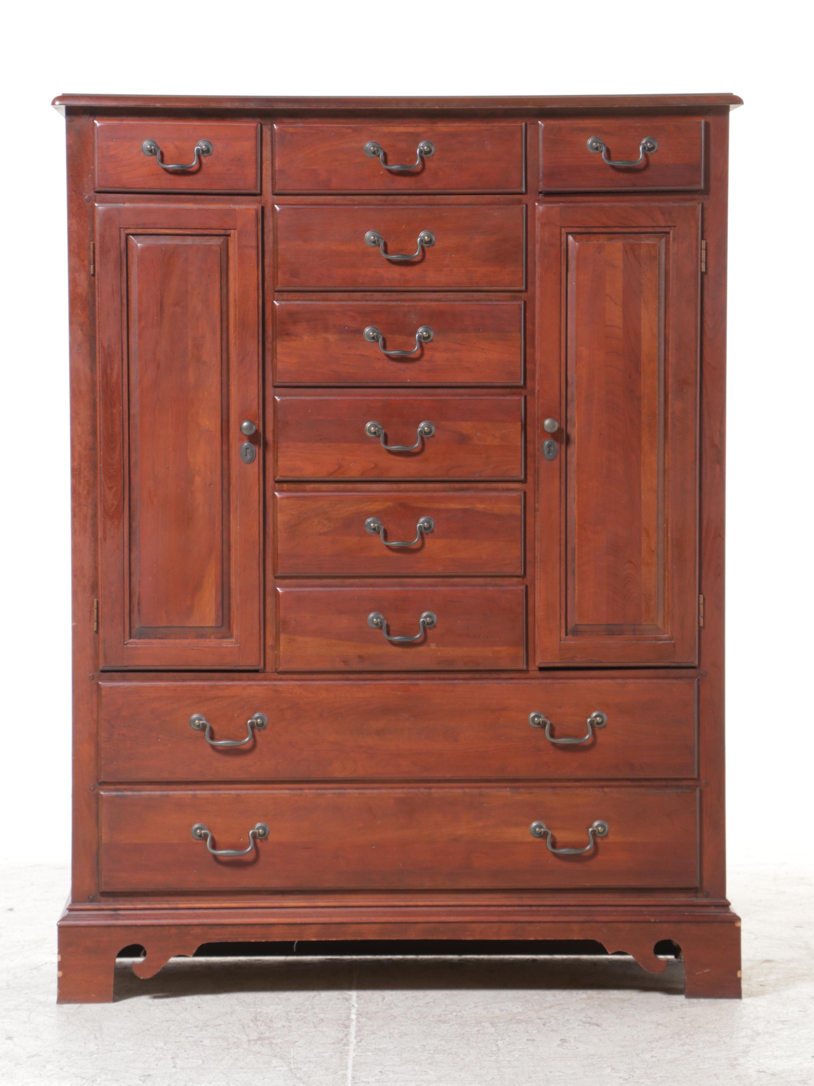 Federal Style Cherrywood-Stained Ten-Drawer Gentleman's Chest, Late 20th Century